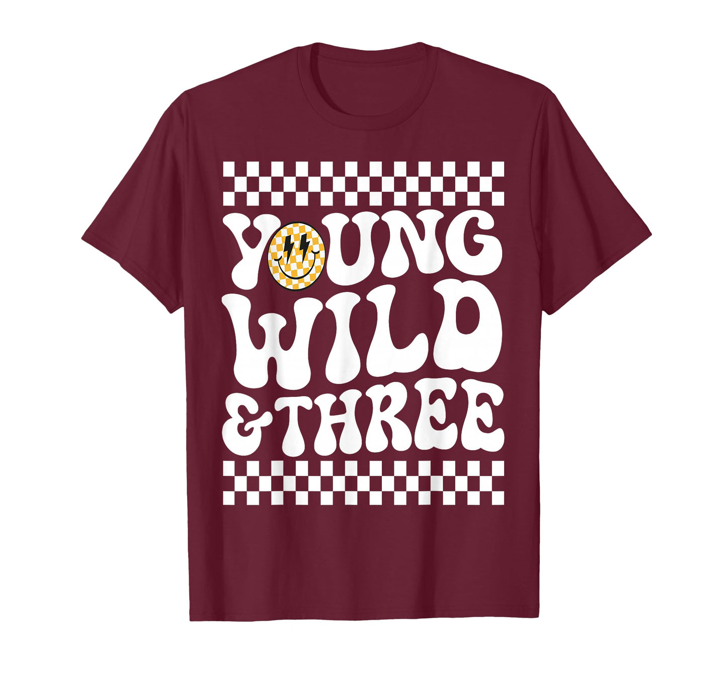 Kids Young Wild and Three 3rd Birthday Boy Happy Dude T-Shirt