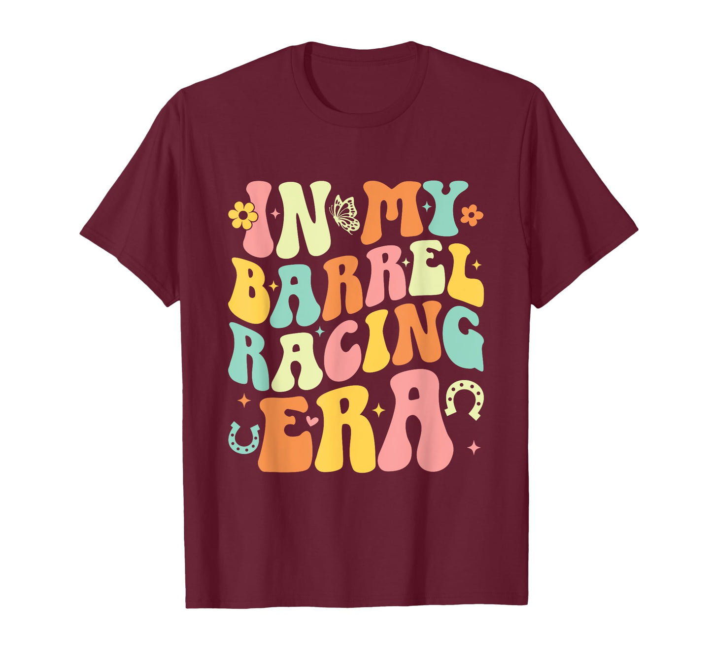 In My Barrel Racing Era Groovy Retro Cowgirl Barrel Racer T-Shirt