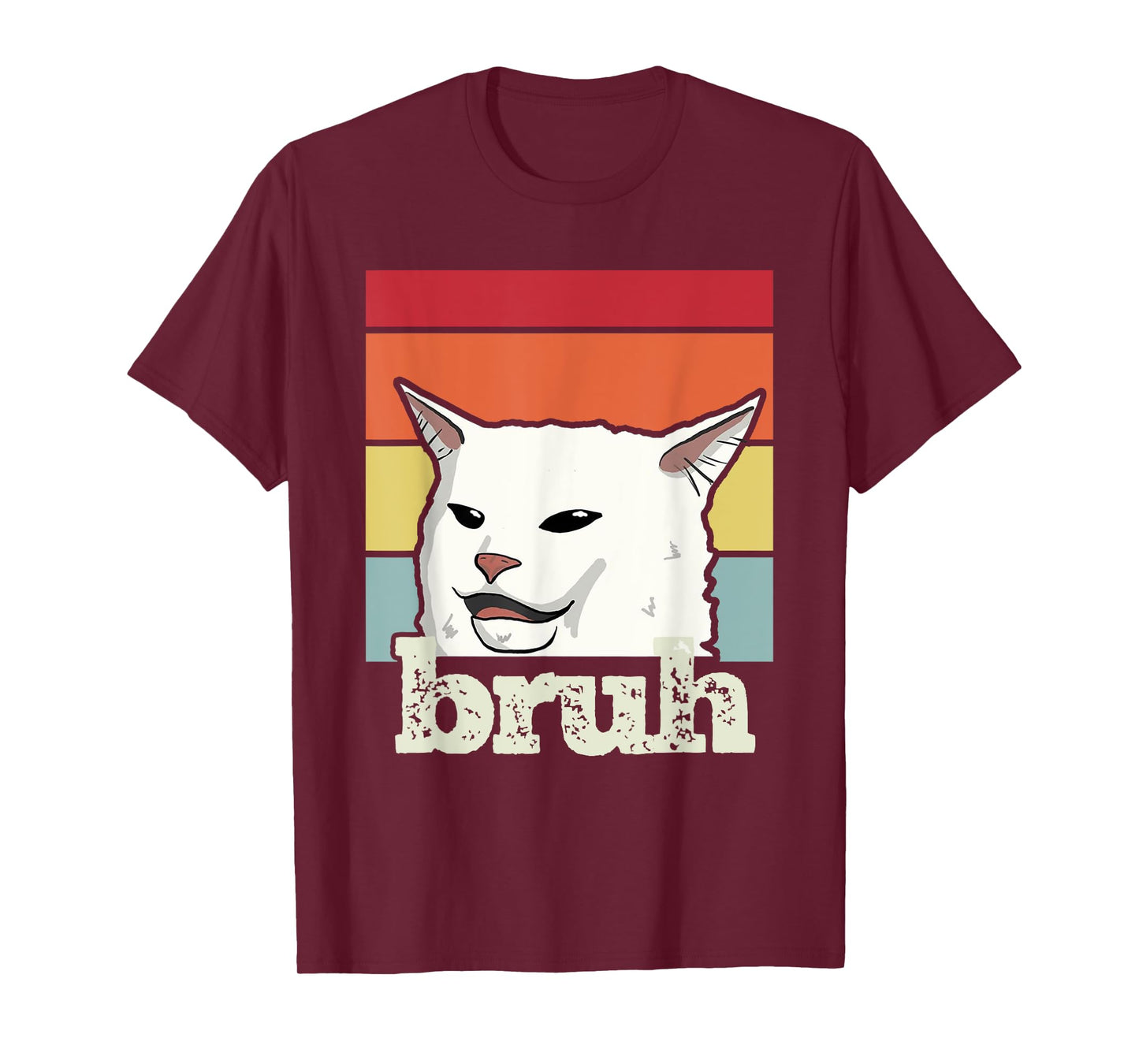 Funny Meme saying Bruh with Cat Greetings Teens Boys Men T-Shirt