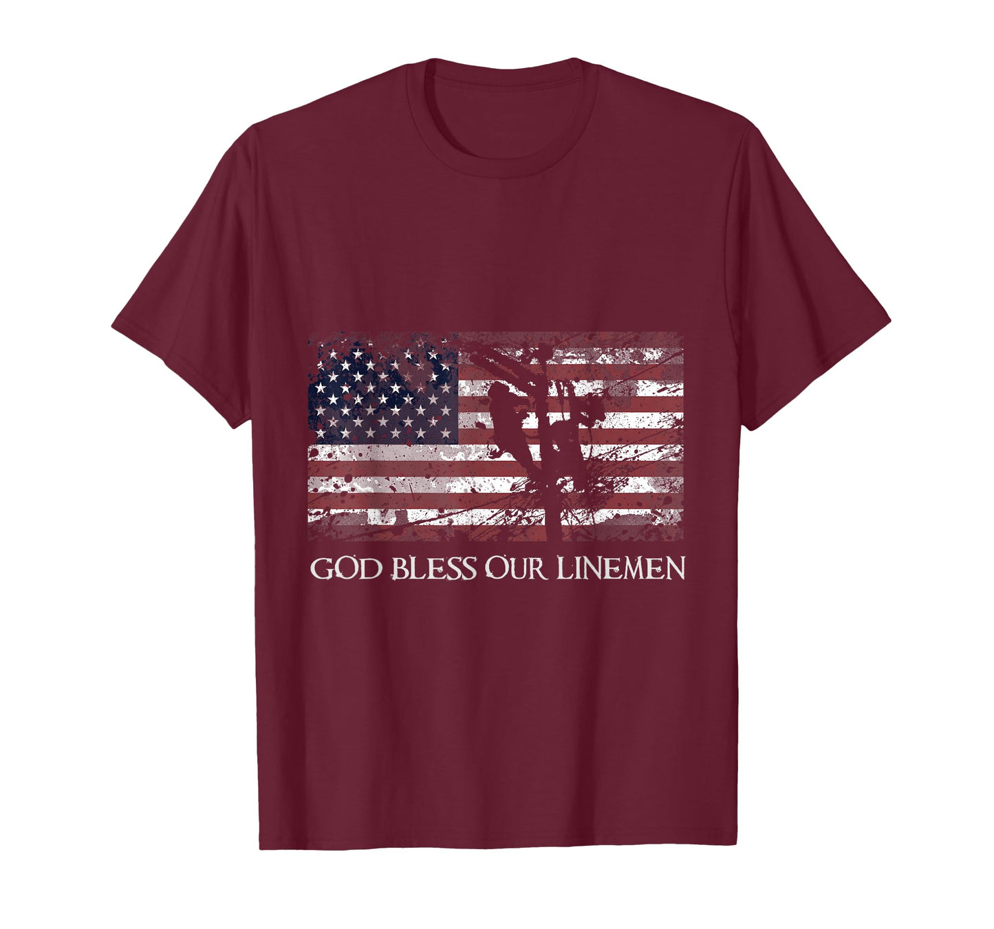 God Bless Our Linemen Cool American Lineman Flag T-Shirt