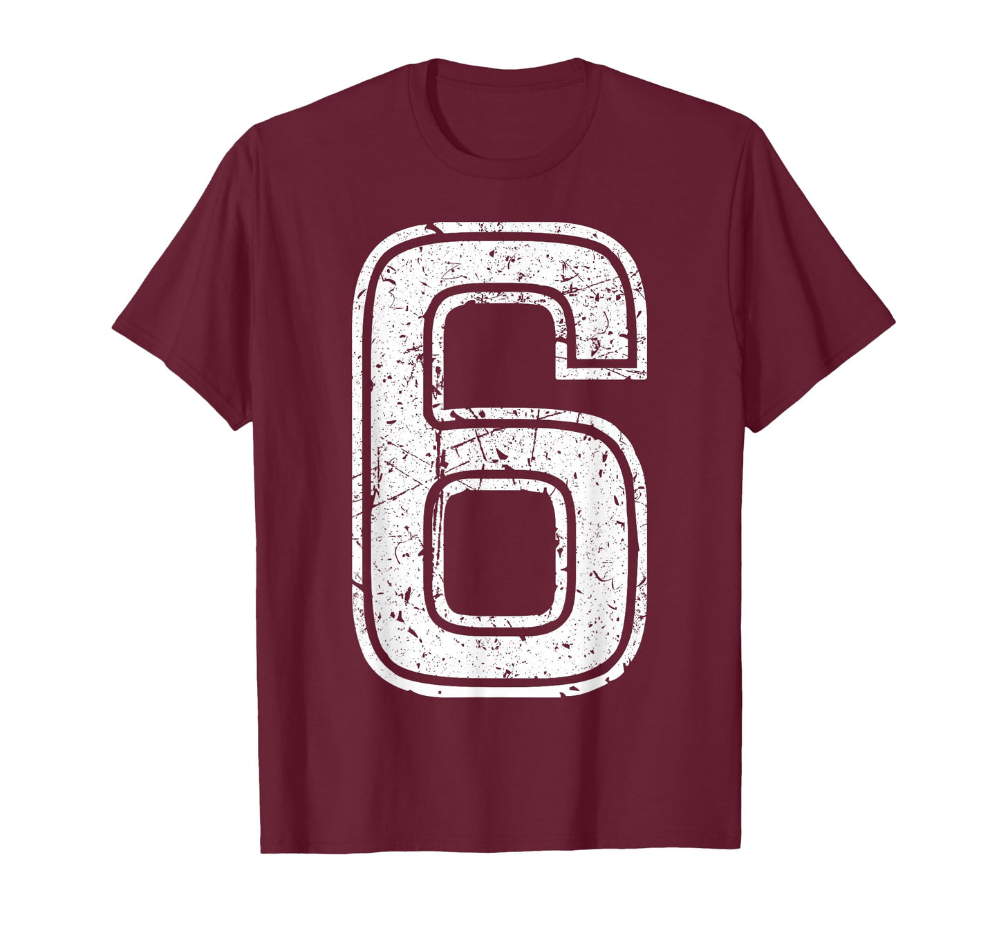Vintage White Sports Team Number #6 T-Shirt