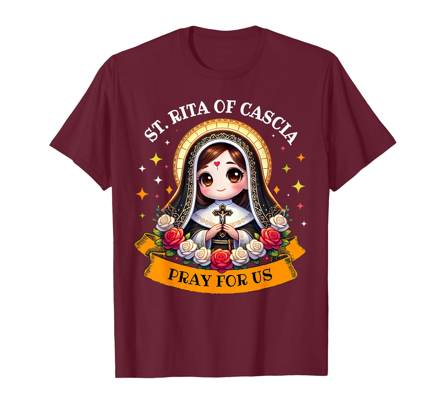 St Rita of Cascia Pray for Us Devotional Catholic for Kids T-Shirt
