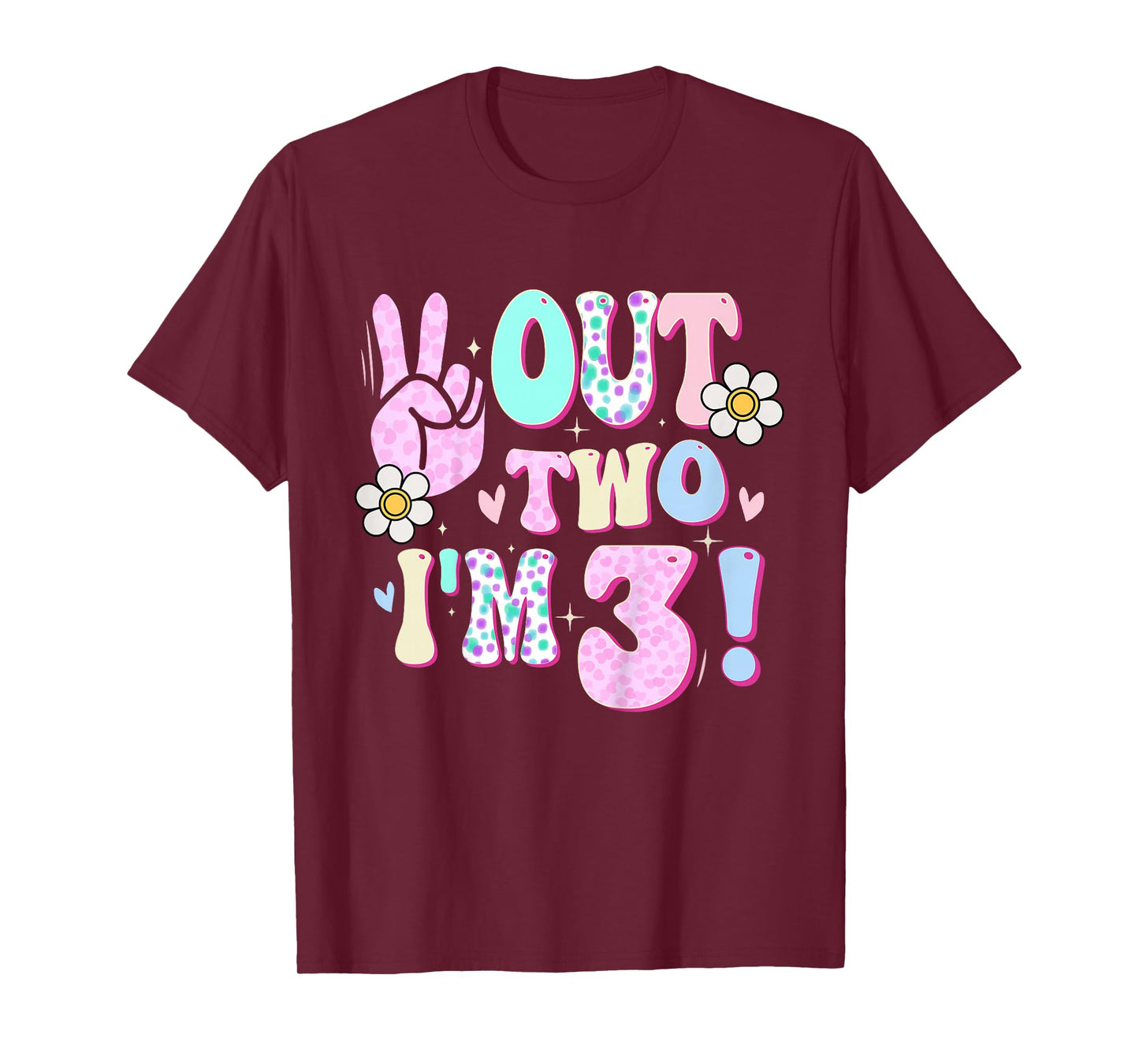Kids Peace Out Two I'm 3 Three Year Old Girl 3rd Birthday T-Shirt