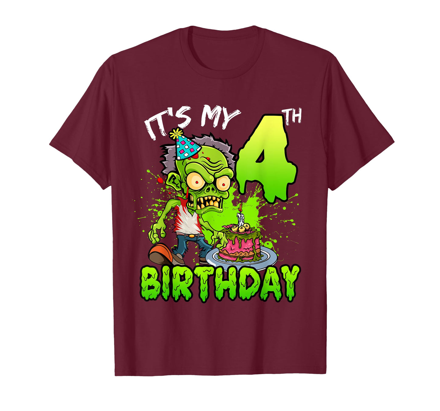 It's My 4th Birthday Zombie Lover 4 Year Old Boys Girls T-Shirt