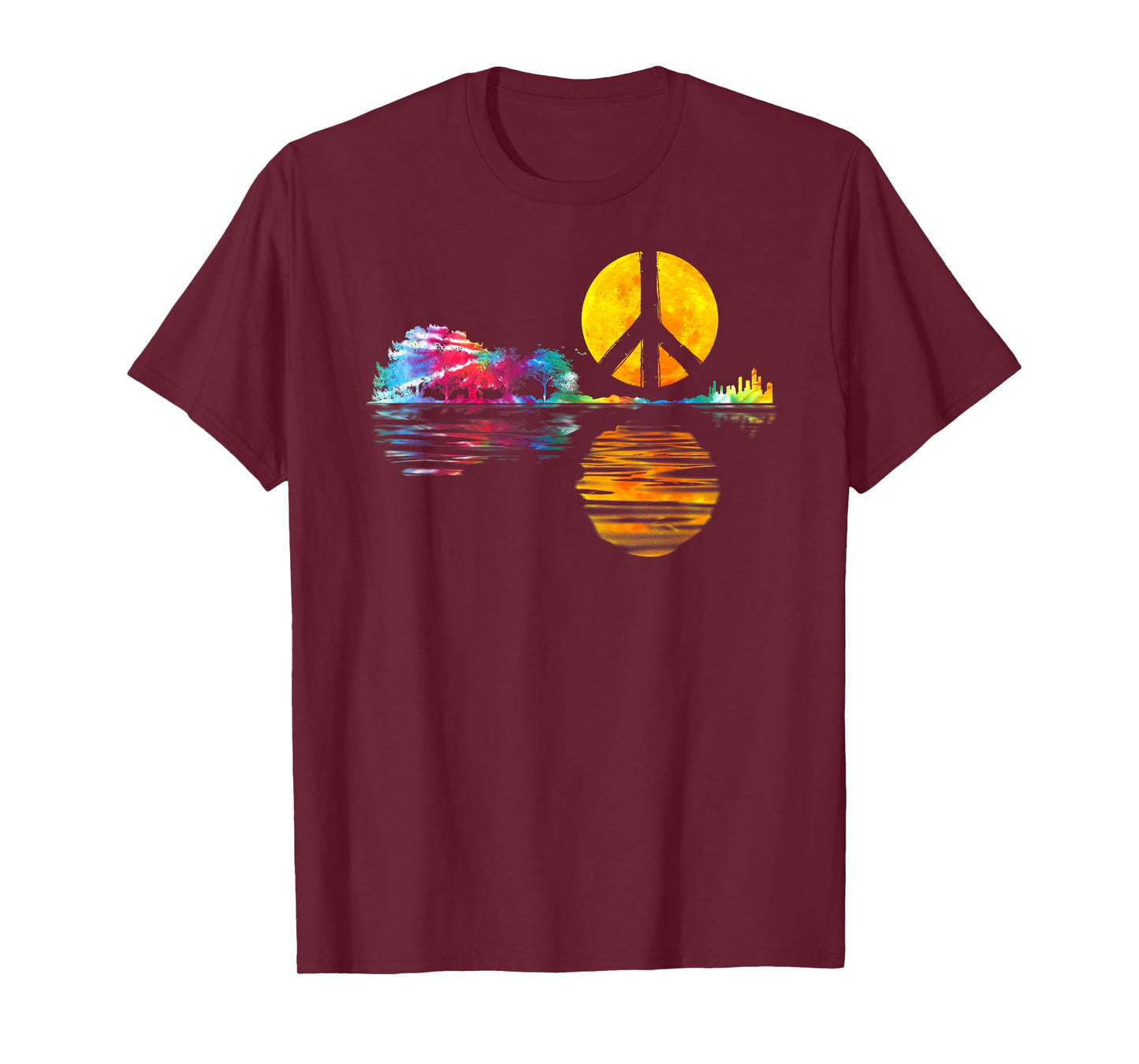 Hippie Guitar Moon I Guitarist Musician Peace Sign T-Shirt