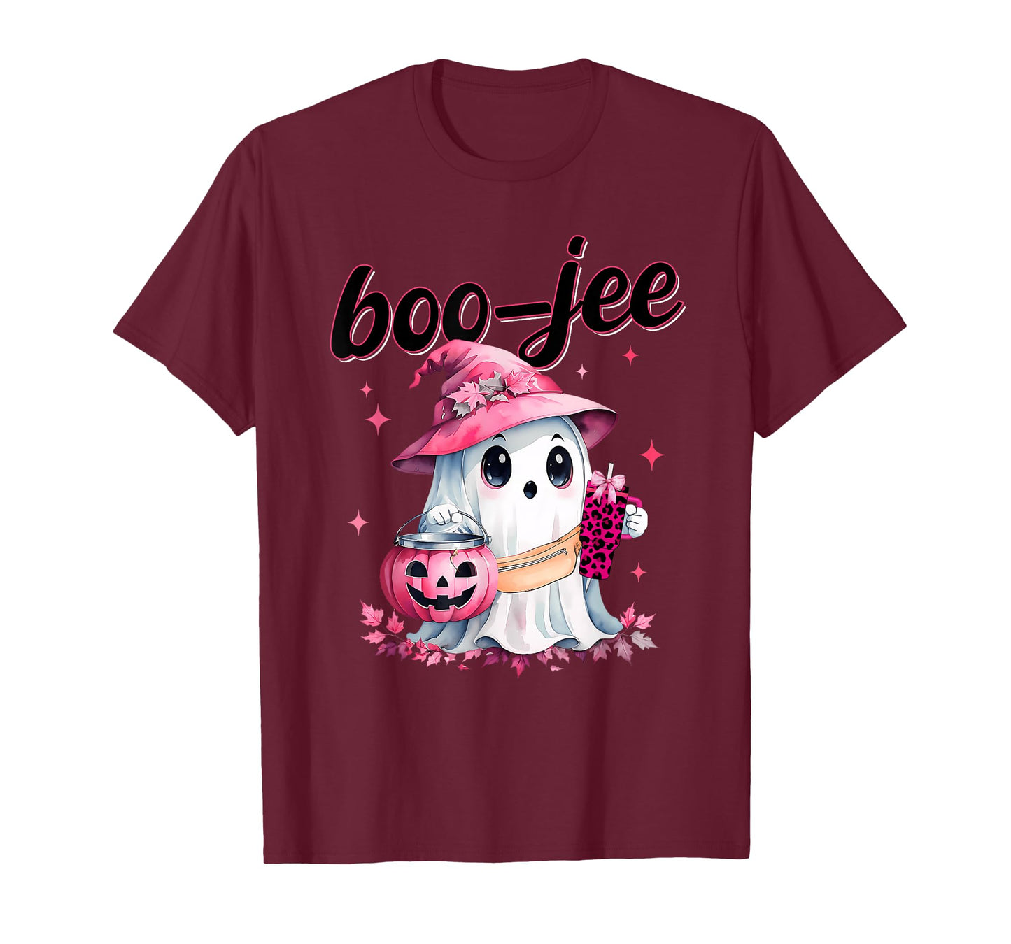 Boujee Boo Jee Spooky Ghost Pink Halloween Pumpkin Costumes T-Shirt