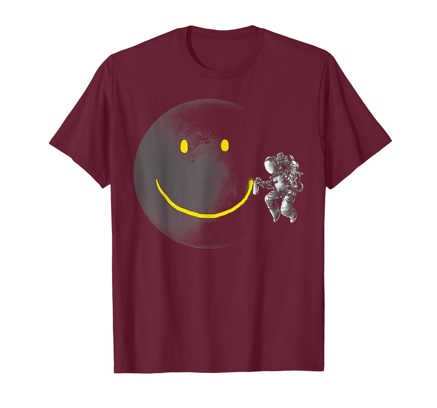 Funny Make A Smile Face Astronaut Moon Space Science T-Shirt