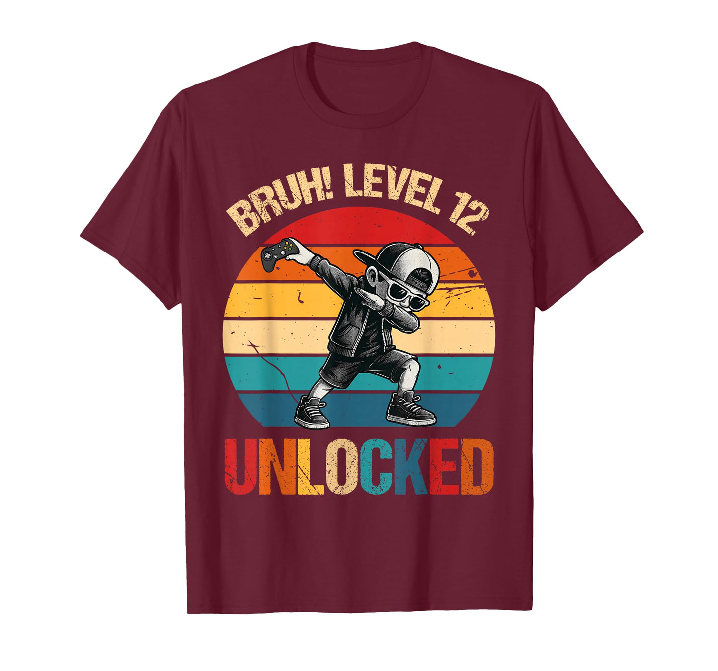 12 Years Old Dabbing Boy Bruh 12th Level Unlocked Birthday T-Shirt