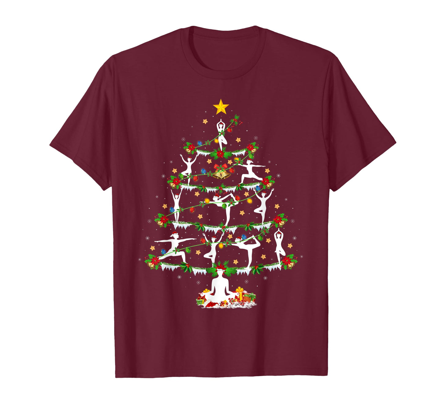 Yoga Lover Xmas Lighting Yoga Christmas Tree T-Shirt