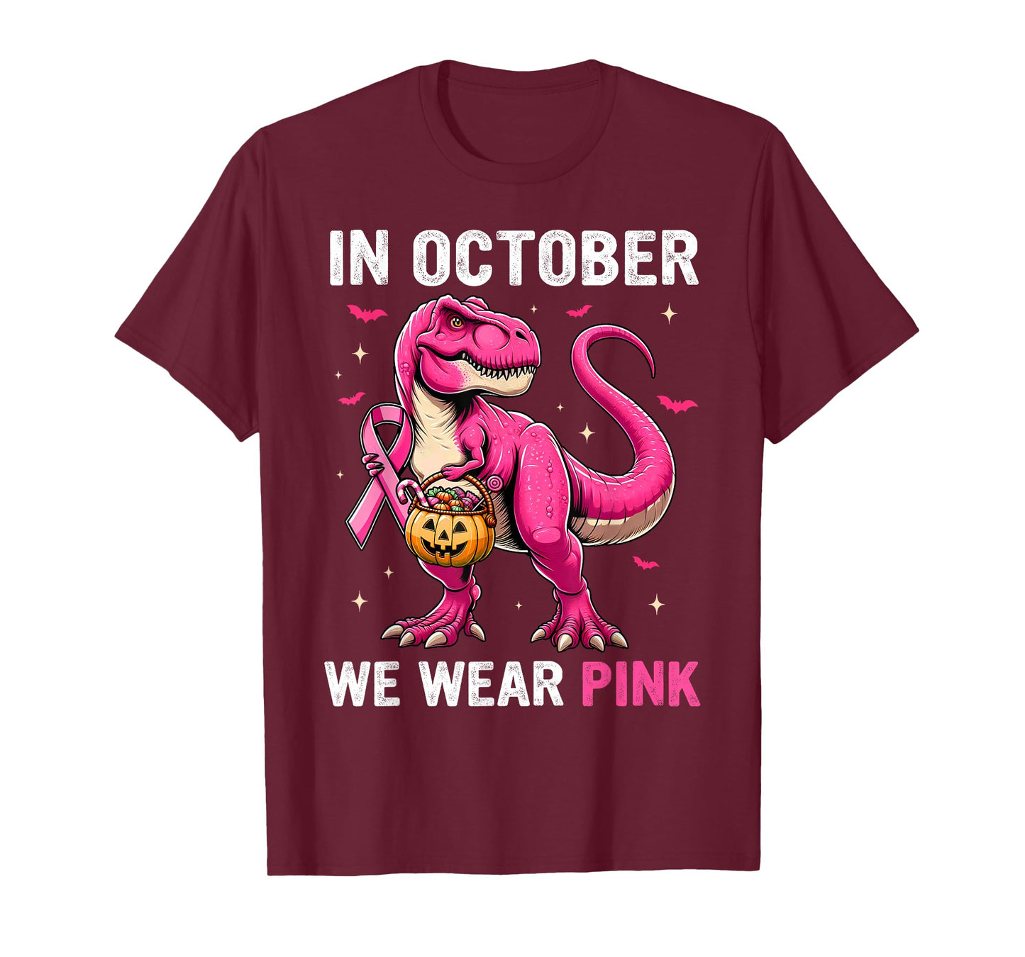 In October We Wear Pink Dinosaur Boys Kids Breast Cancer T-Shirt