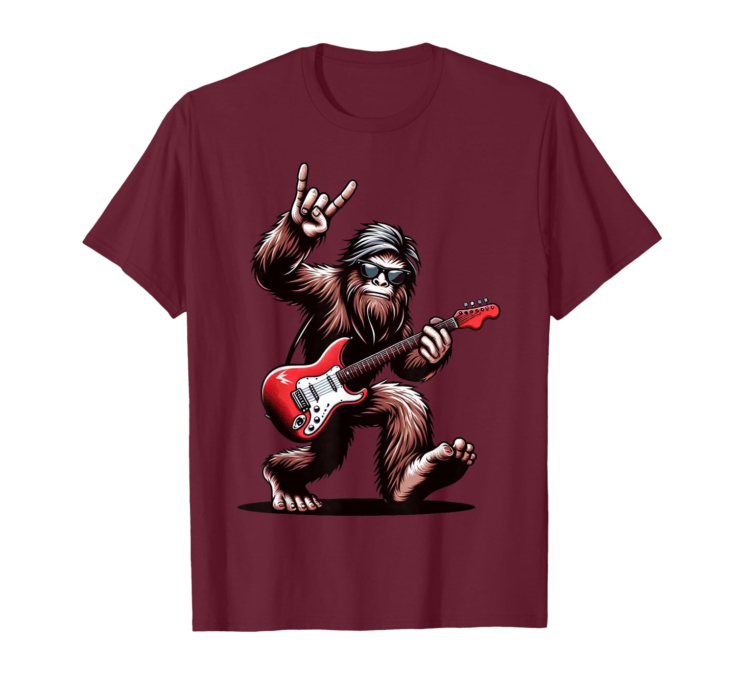 Bigfoot Rock On Sasquatch Rock And Roll Playing Guitar Music T-Shirt