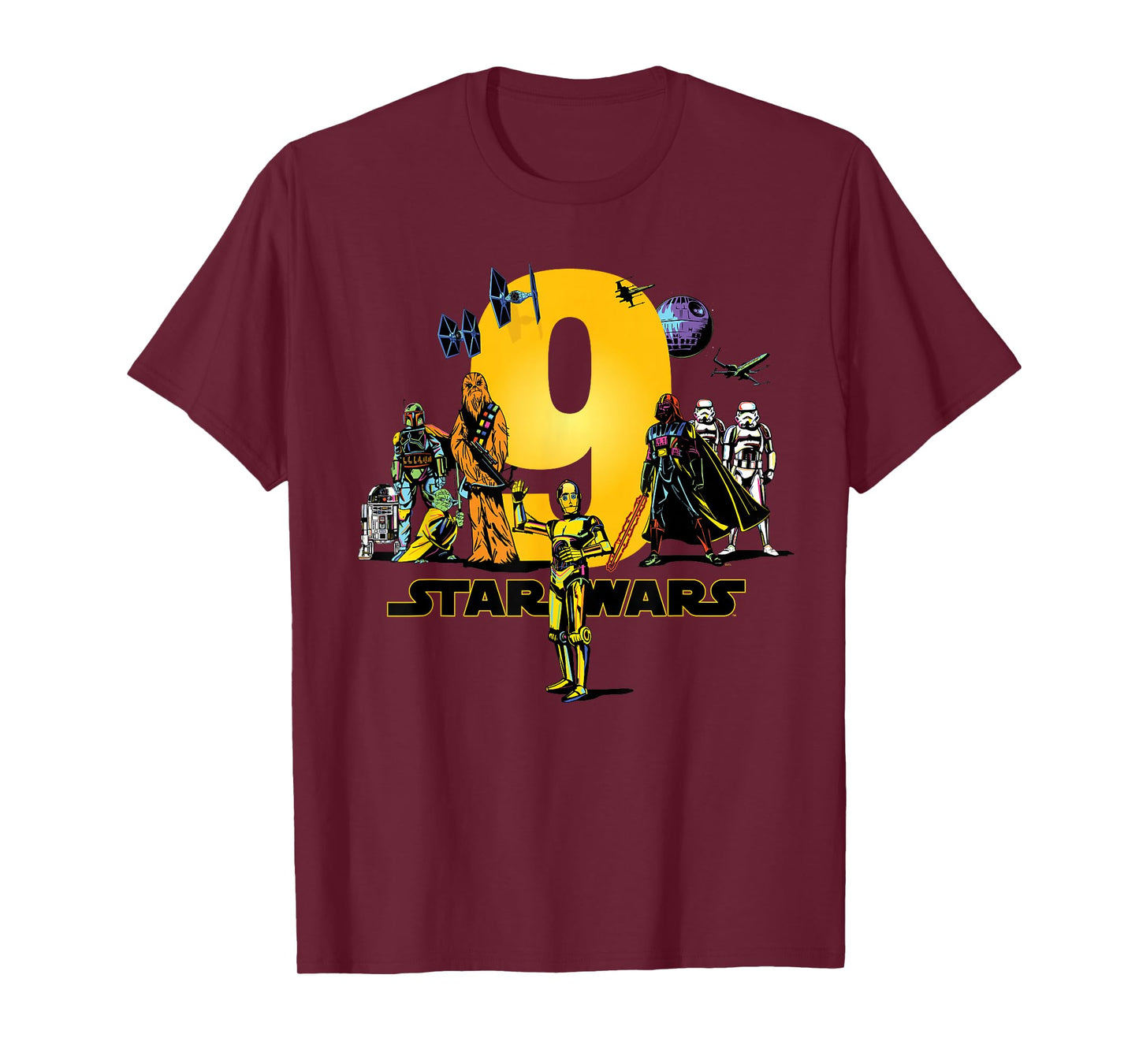 Star Wars Classic Characters Ninth Birthday 9 Years Old T-Shirt