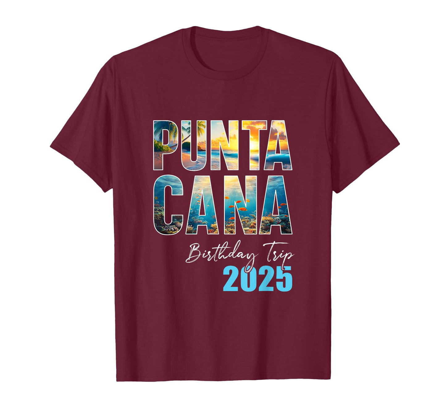 Punta Cana Birthday Trip 2025 Cruise T-Shirt - Unisex-Adult, Black, Small, Short Sleeve, Classic Crew Neck, Cotton, Polyester