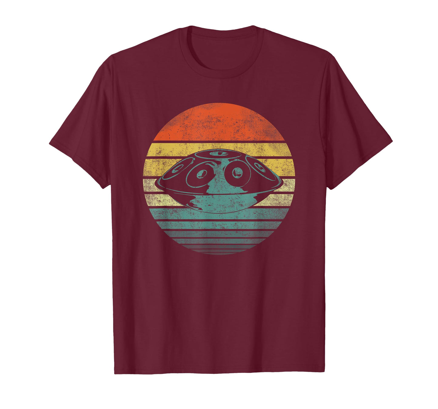 Handpan Hang Drum Musik Yoga Relax Sunset Retro T-Shirt