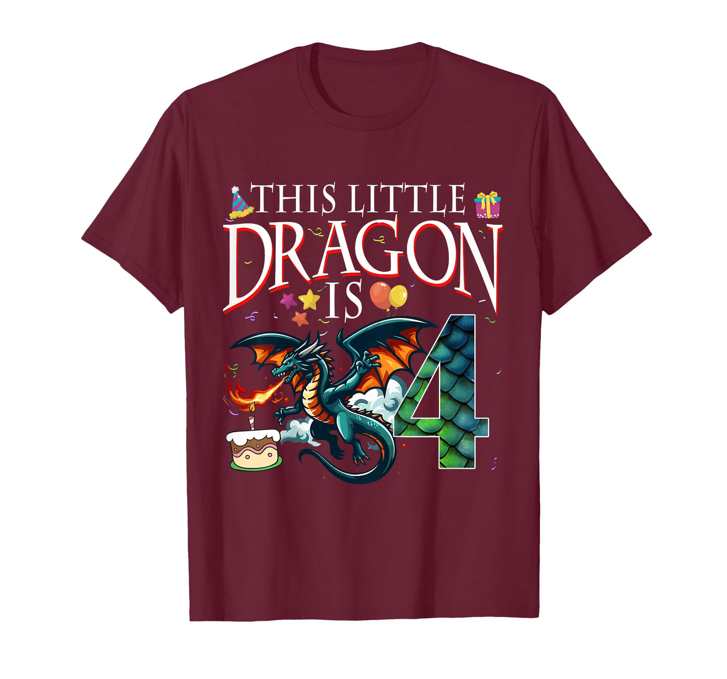 Turning 4 Years Old Birthday Boy Dragon 4th Bday Girl T-Shirt
