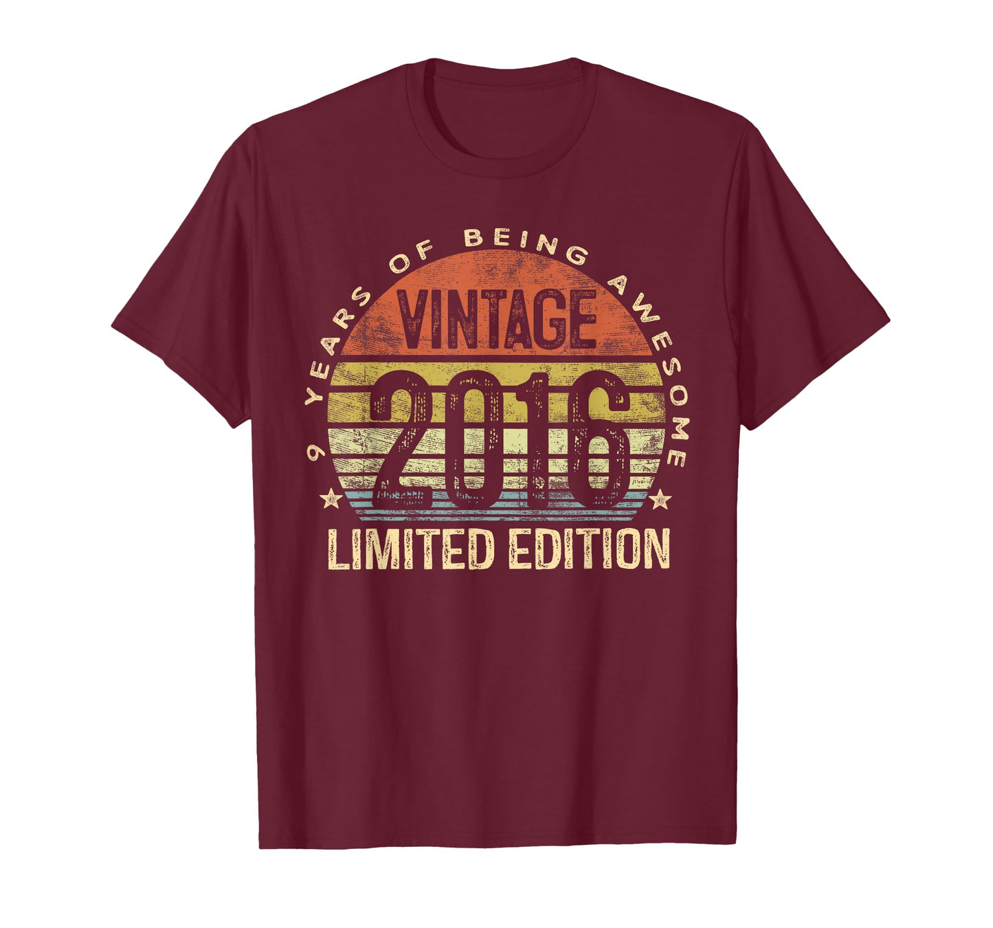 Vintage 2016 Limited Edition 9-Year-Old Gifts 9th Birthday T-Shirt