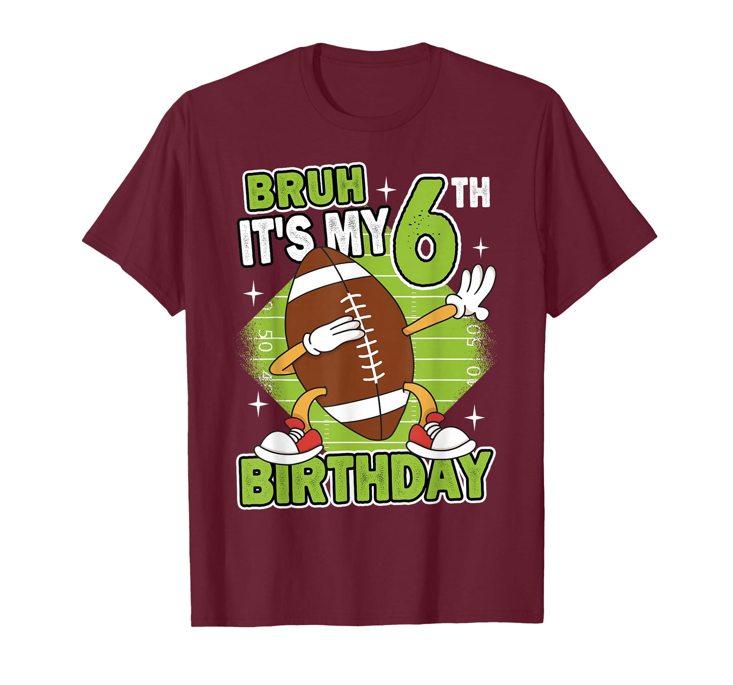 Bruh It's My 6th Birthday American Football Boy 6 Years Old T-Shirt