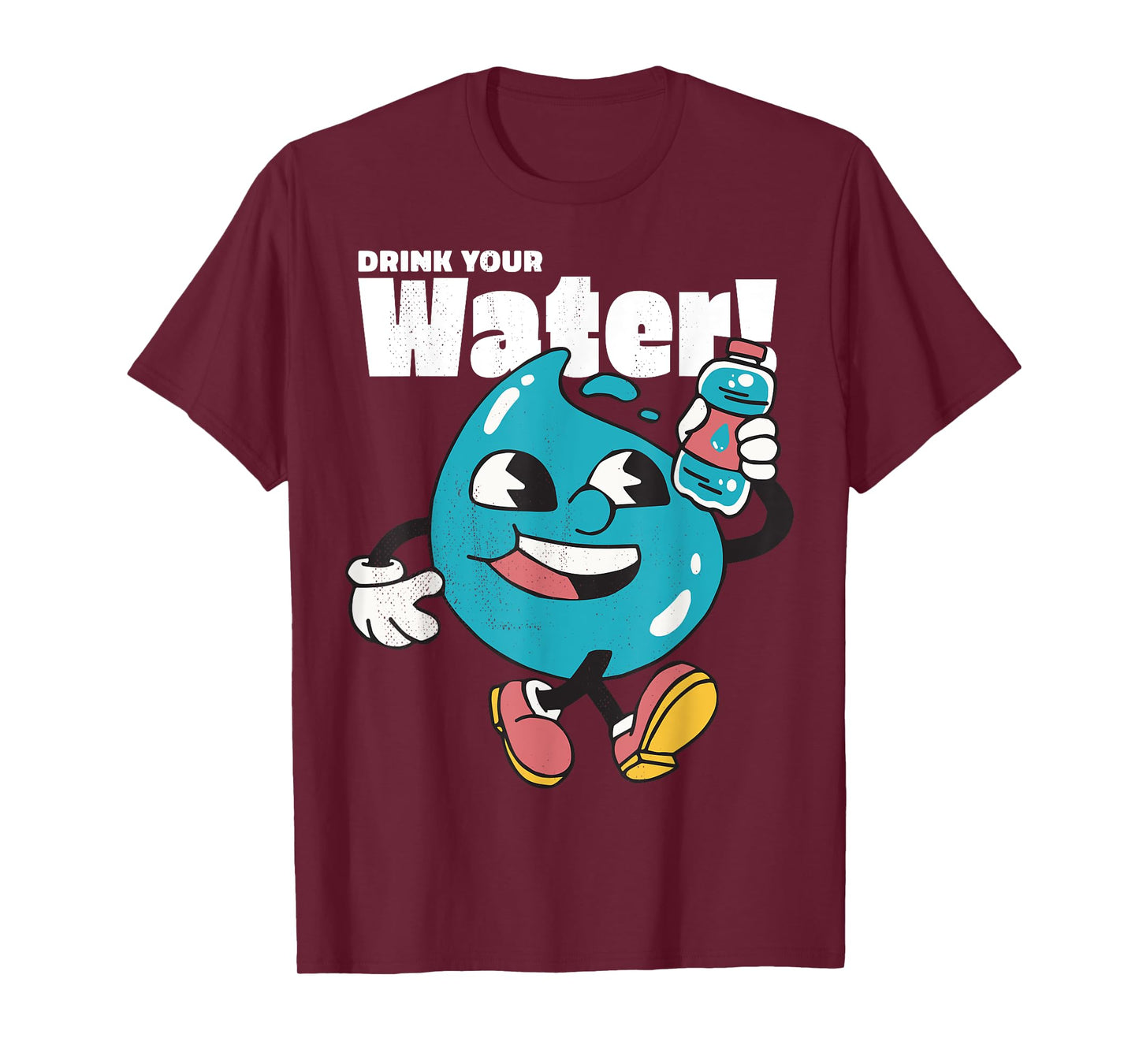 Drink your water, avoid dehydration. Waterdrop. Unisex-Kids T-Shirt. Black. Small. Short Sleeve. School Theme. Cotton, Polyester. Machine Wash.