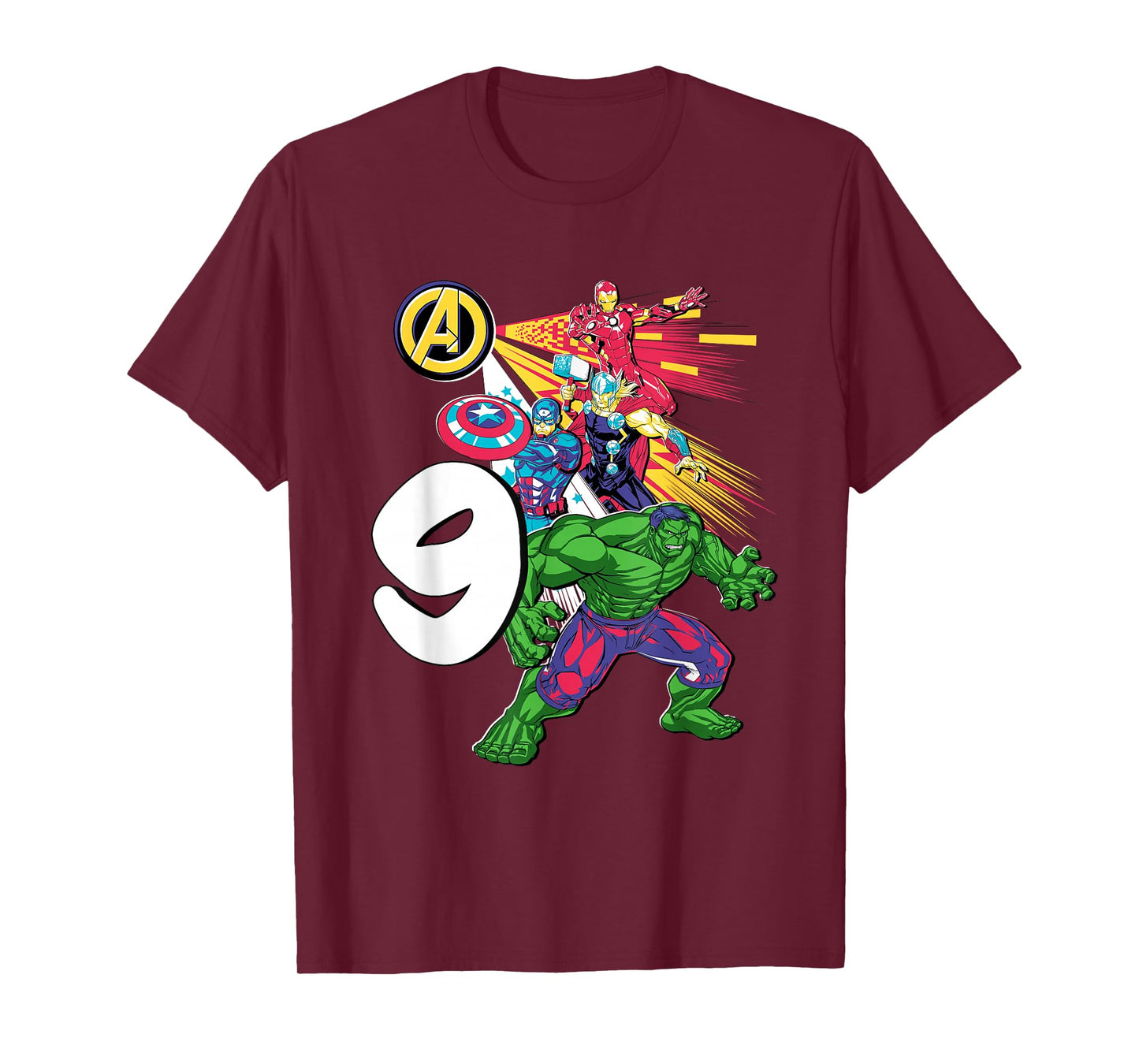 Marvel Super Heroes Avengers 9 Year Old Ninth Birthday T-Shirt