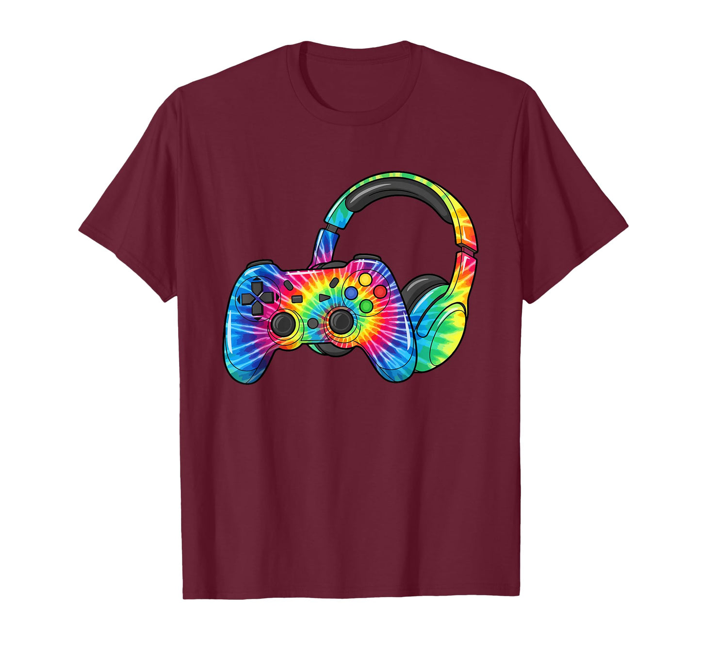 Tie Dye Gaming Headset Controller Video Games Gamer T-Shirt