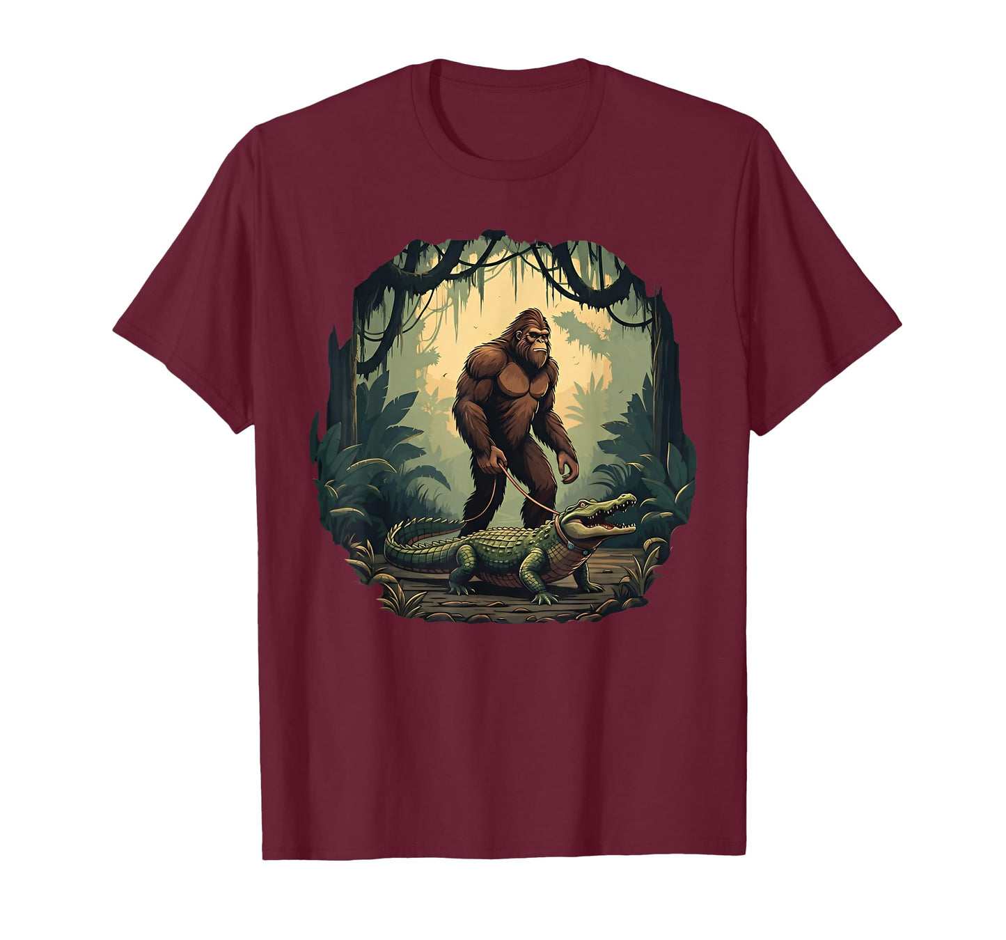 Funny Bigfoot Alligator Walking Pet Sasquatch Crocodile Love T-Shirt