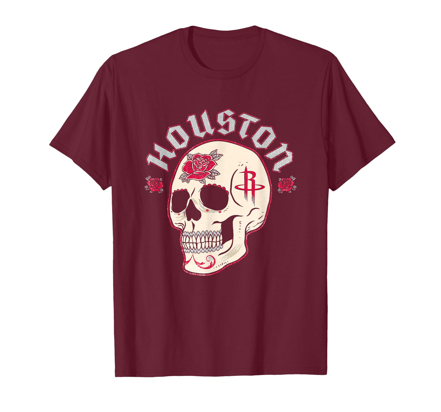 NBA Houston Rockets Halloween Floral Skull T-Shirt
