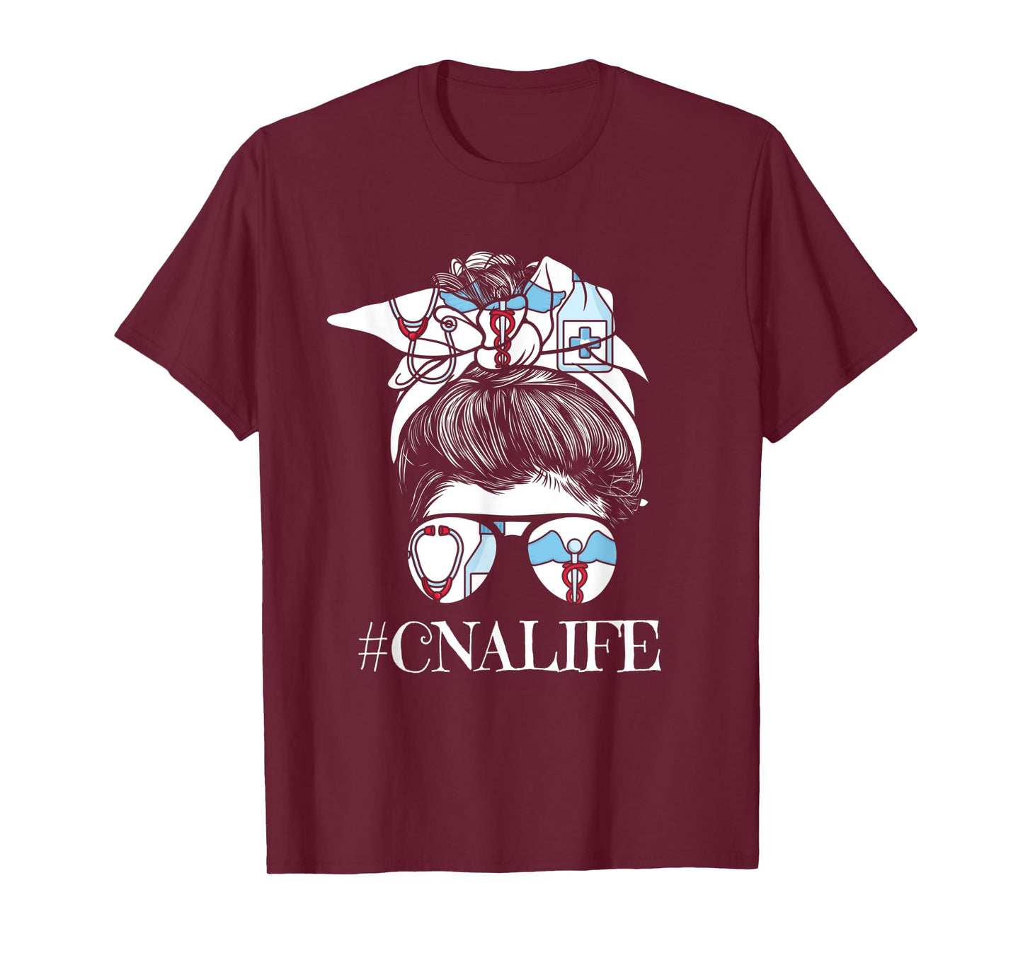 Cute Messy Bun Cna Life Certified Nursing Assistant T-Shirt