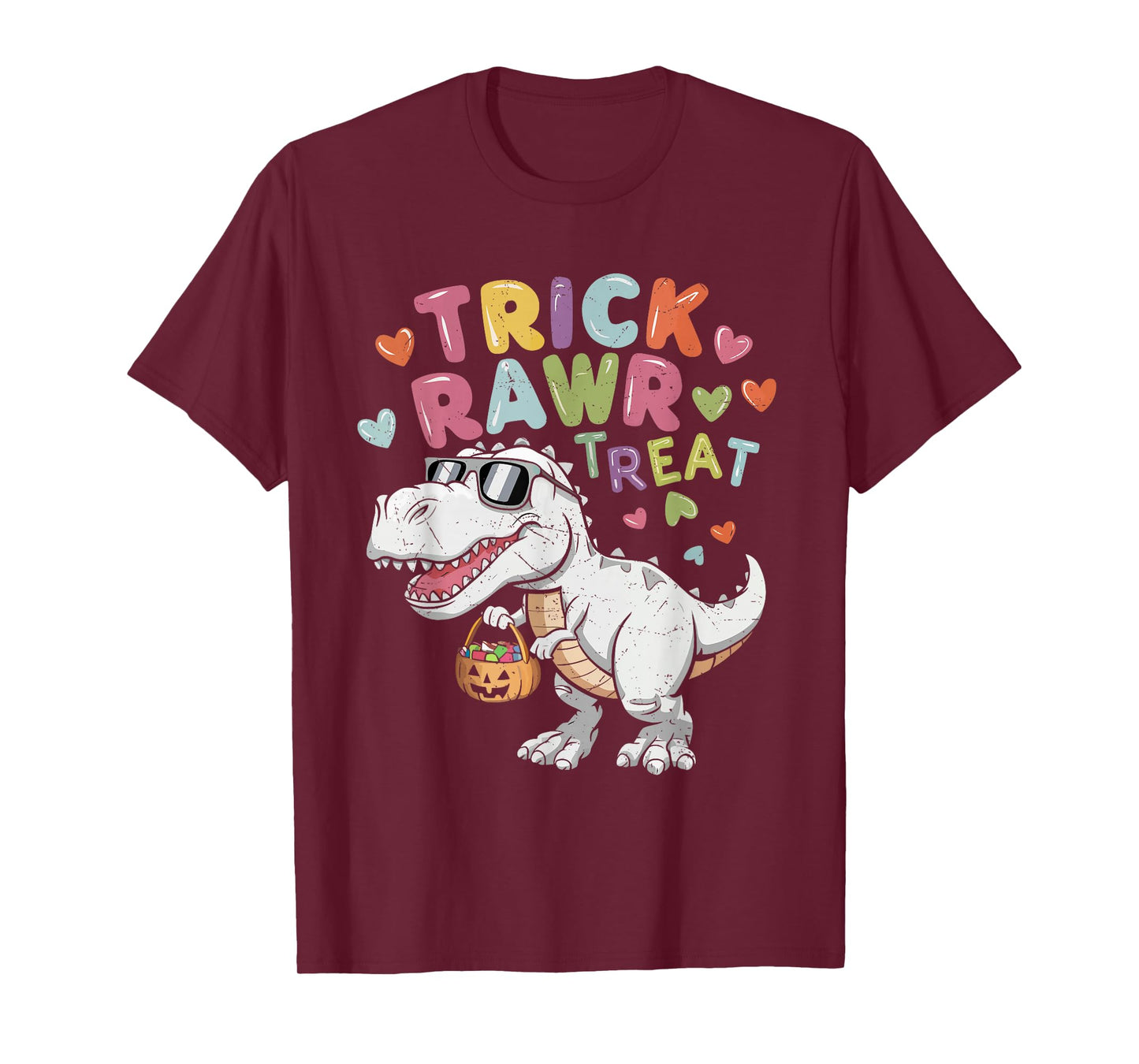 Trick Rawr Treat Ghost Dino Trex Toddler Boys Halloween Kids T-Shirt