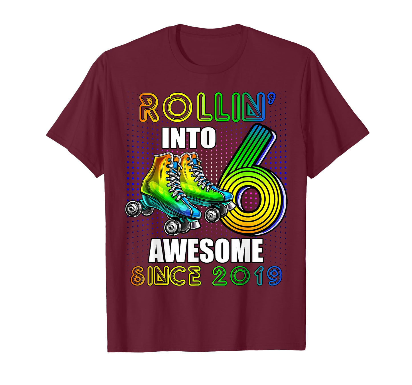 Birthday Roller Skating 6th Girls Rollin into 6 Skate Party T-Shirt