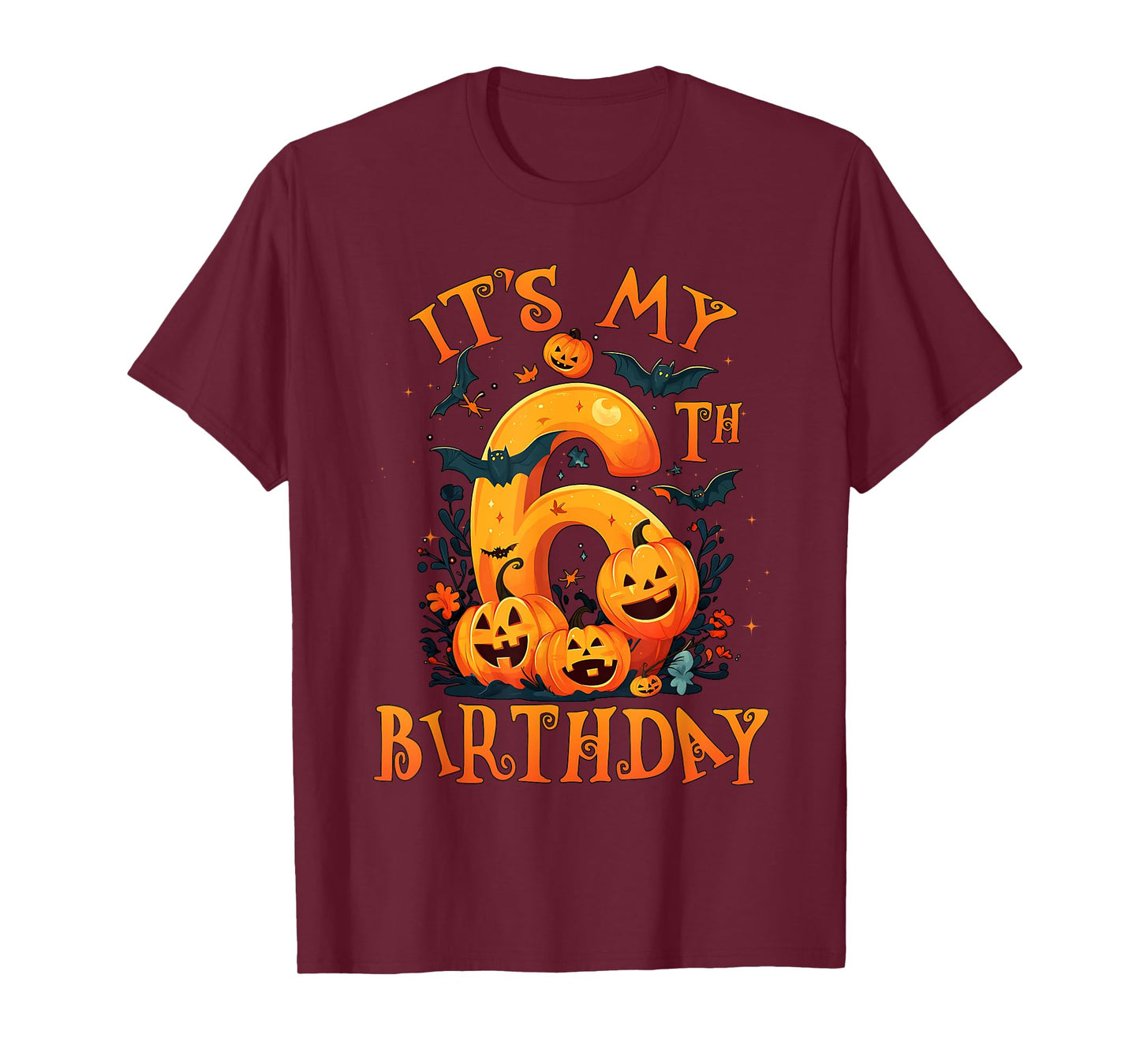 Boo It's My 6th Birthday Halloween Pumpkin 6 Years Old T-Shirt