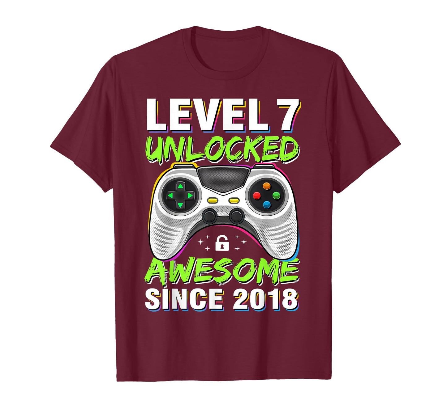 Level 7 Unlocked Awesome Since 2018 7th Birthday Gaming Boys T-Shirt