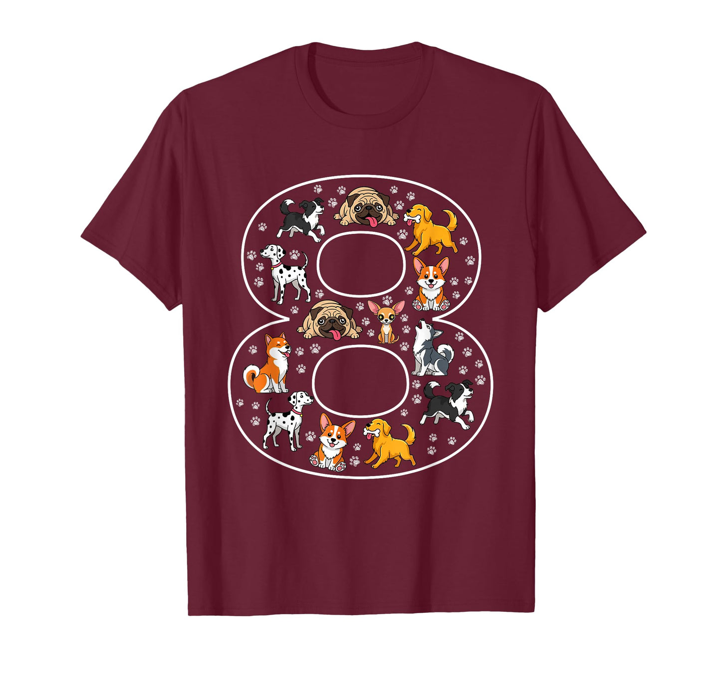 8th Birthday 8 Year Old Dogs Boys Girls Puppy T-Shirt