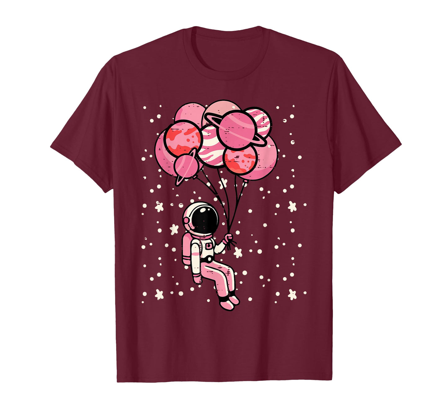 Astronaut Balloon Planets Space Galaxy Girls Kids Toddler T-Shirt