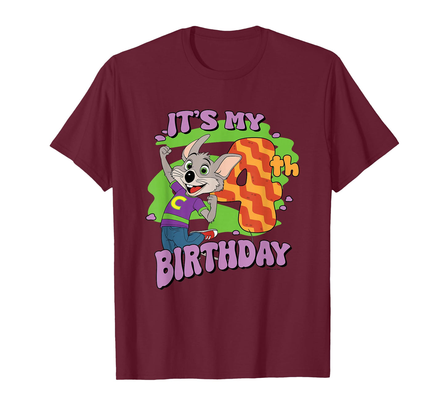 Chuck E. Cheese It's My 4th Birthday Happy Chuck Chest Logo T-Shirt
