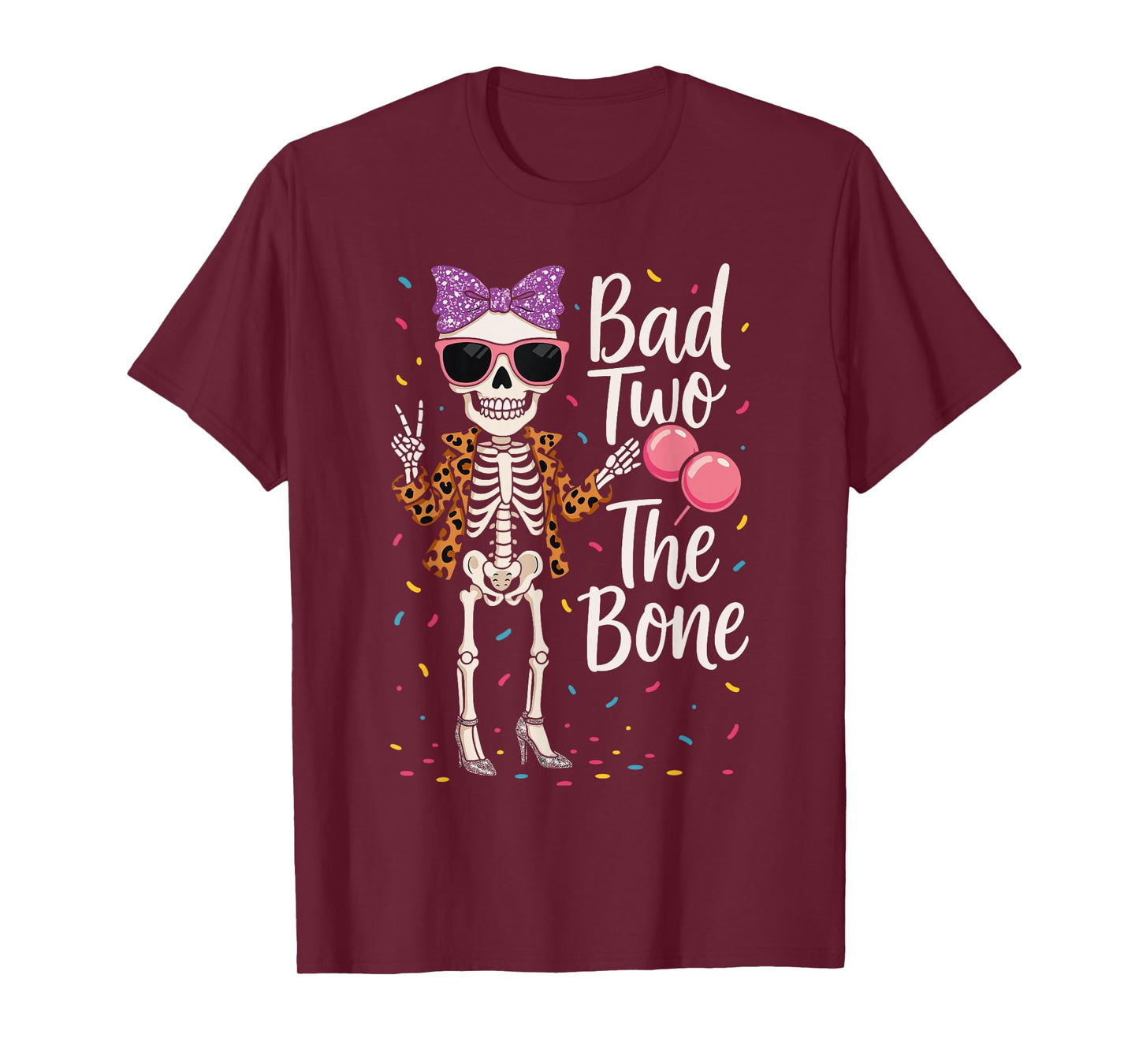 Bad 2 the Bone Outfit Girl, Funny 2nd Birthday Skeleton T-Shirt
