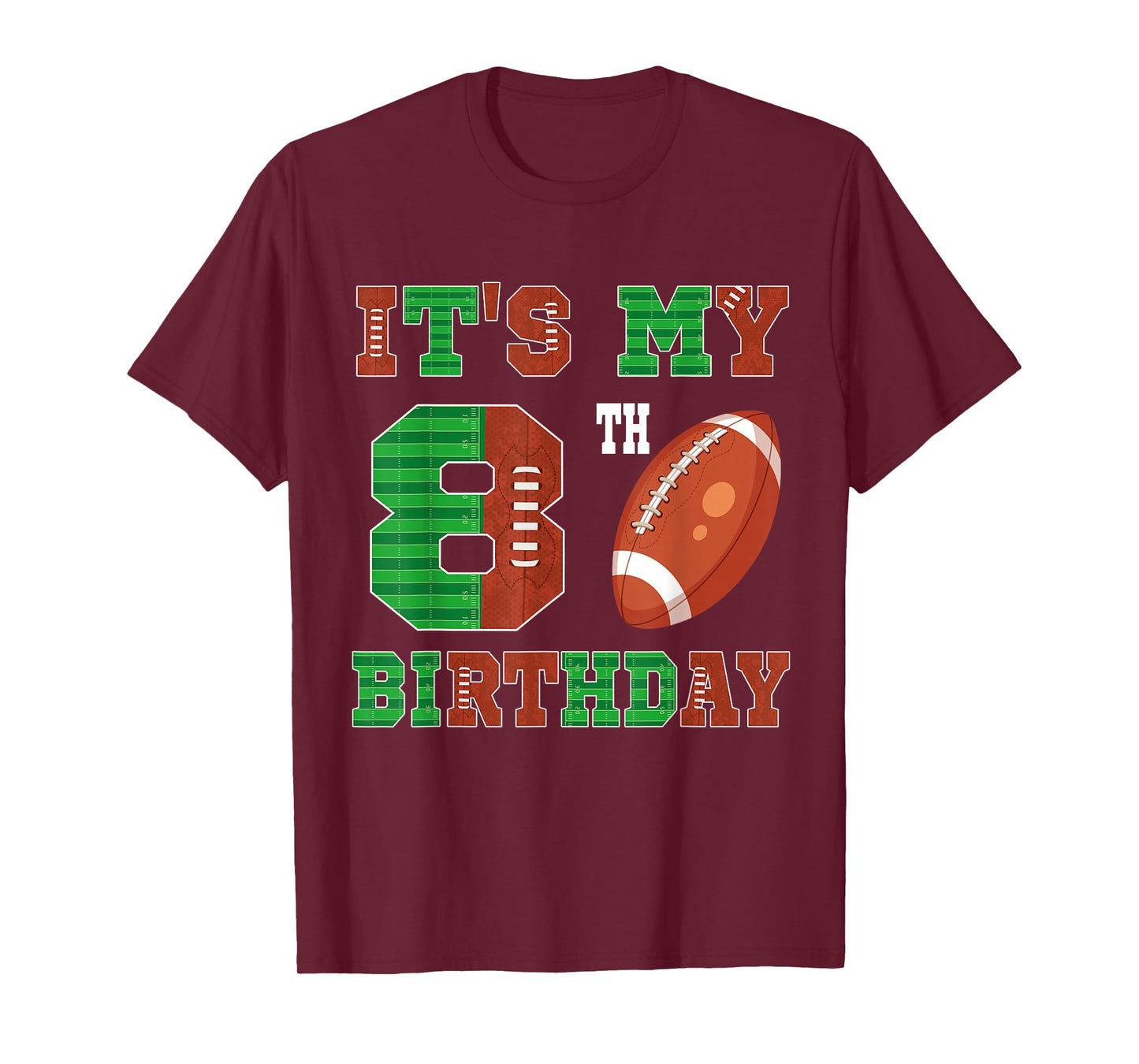 8th Birthday Football Theme 8 Year Old Football Player T-Shirt