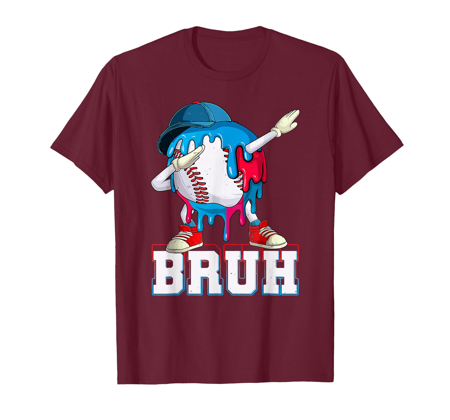 Dabbing Baseball Boys Bruh Ice Cream Drip Baseball Boys T-Shirt