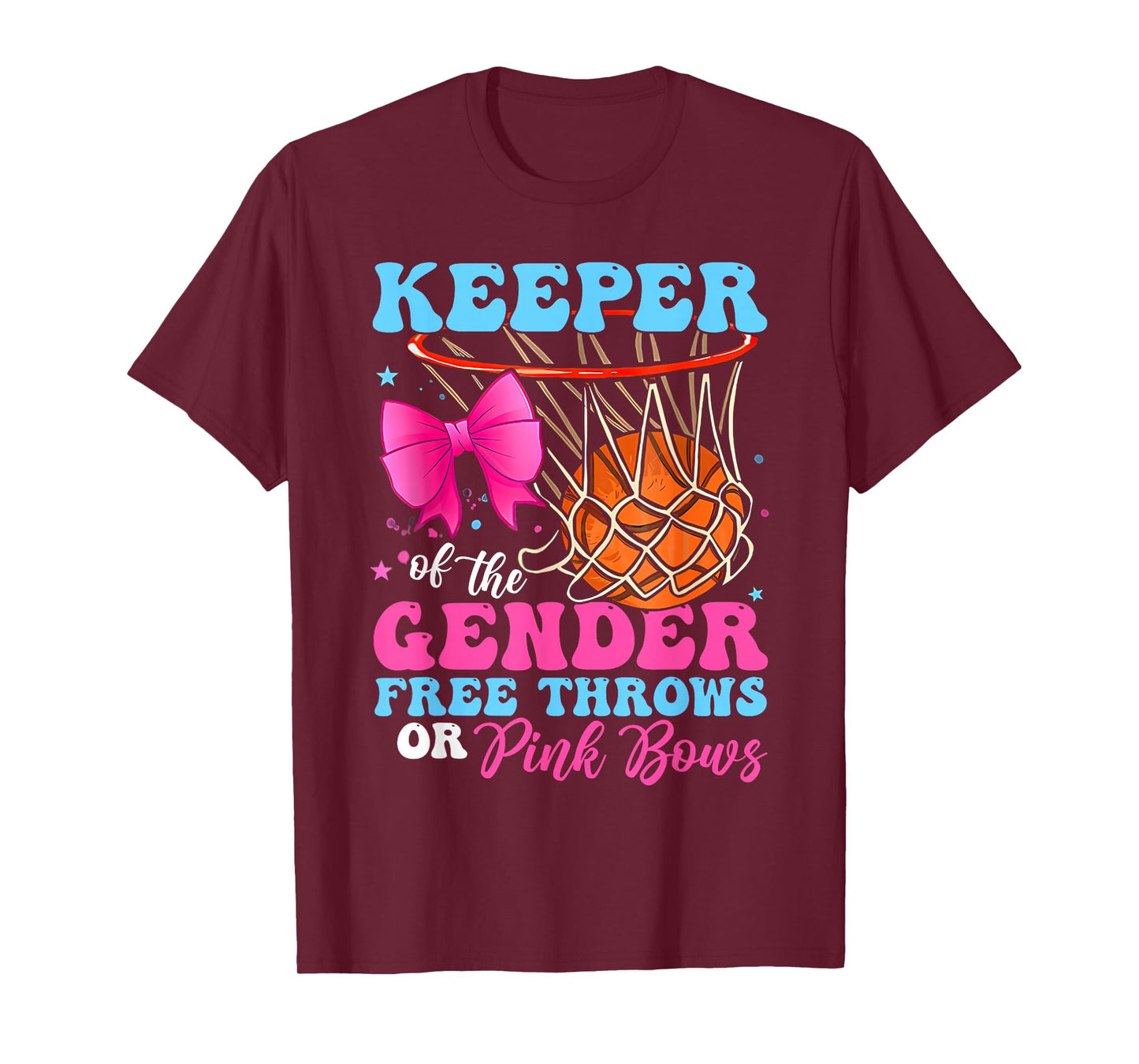 Keeper of the Gender Reveal Free Throws or Pink Bows Party T-Shirt
