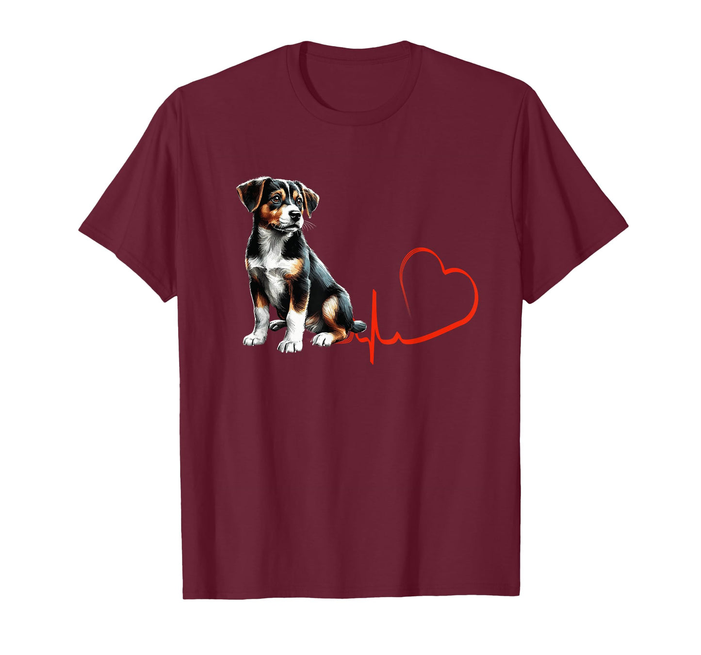 Mountain Feist Dog Heartbeat EKG Funny Dogs Owner & Lover T-Shirt