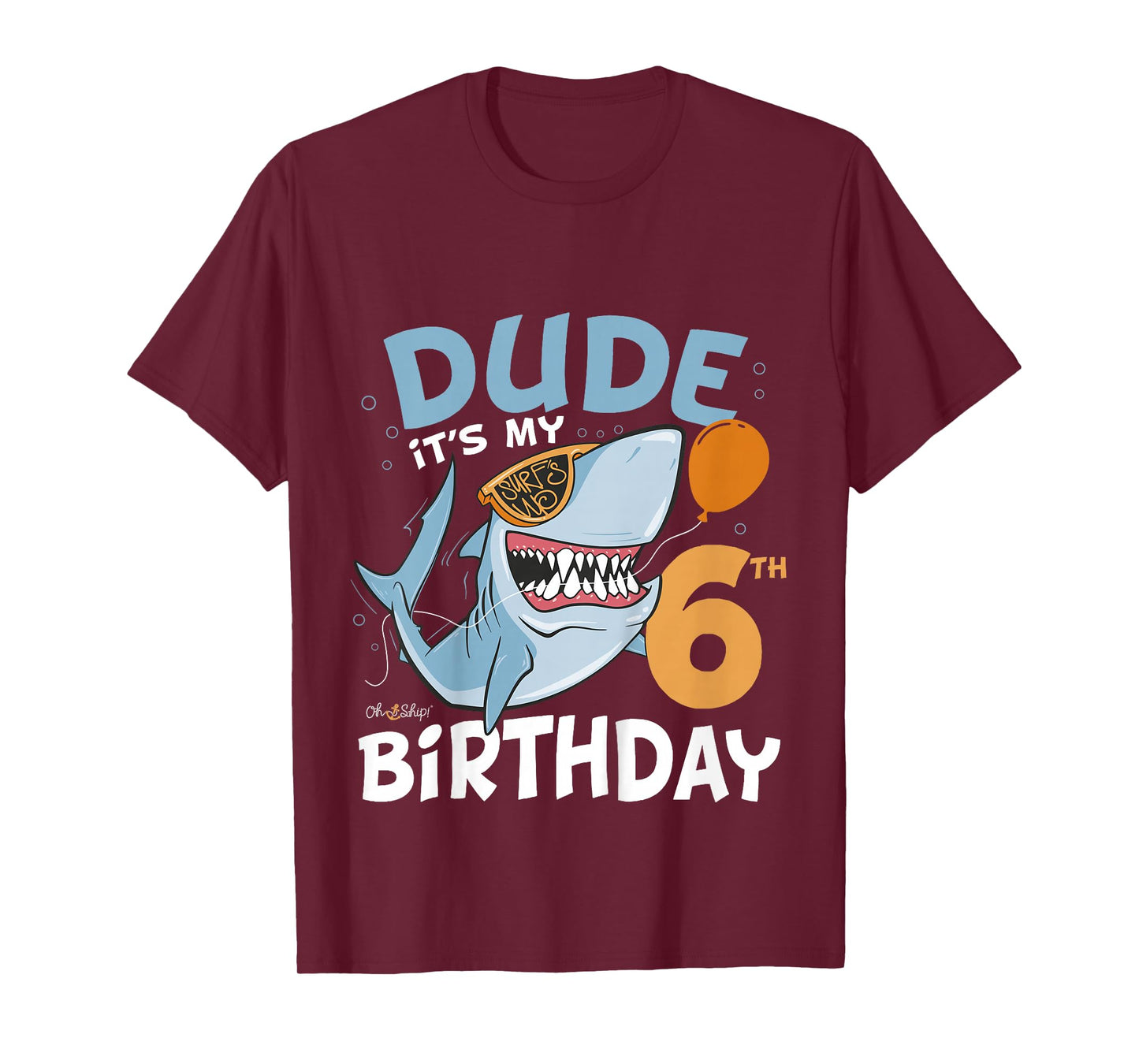 Kids Dude it's my 6th Birthday - Fun Shark 6th Birthday Boy T-Shirt