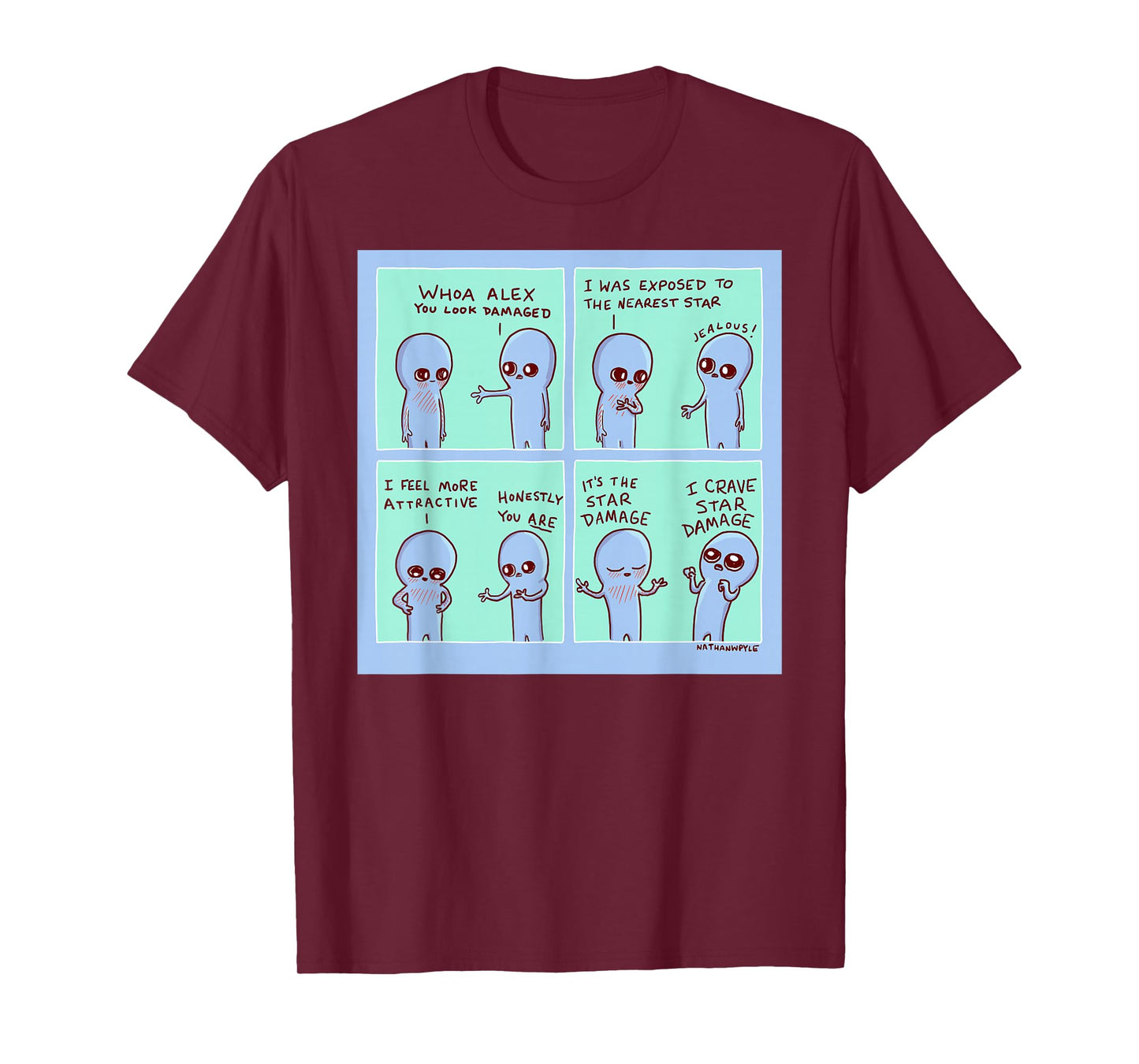 Threadless Nathan W. Pyle Strange Planet Star Damage Graphic T-Shirt