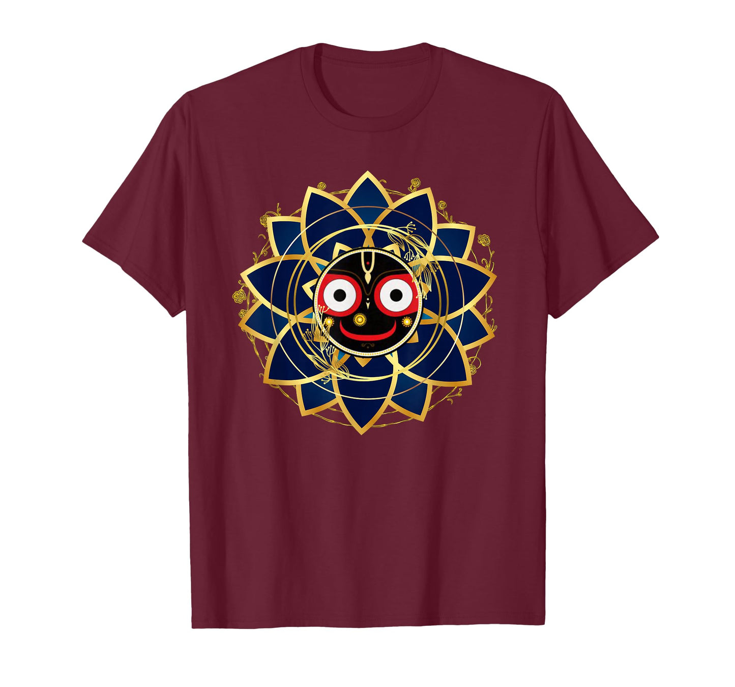 Ubika Blue and Gold Jagannath Hindu Hare Krishna T-Shirt, Small
