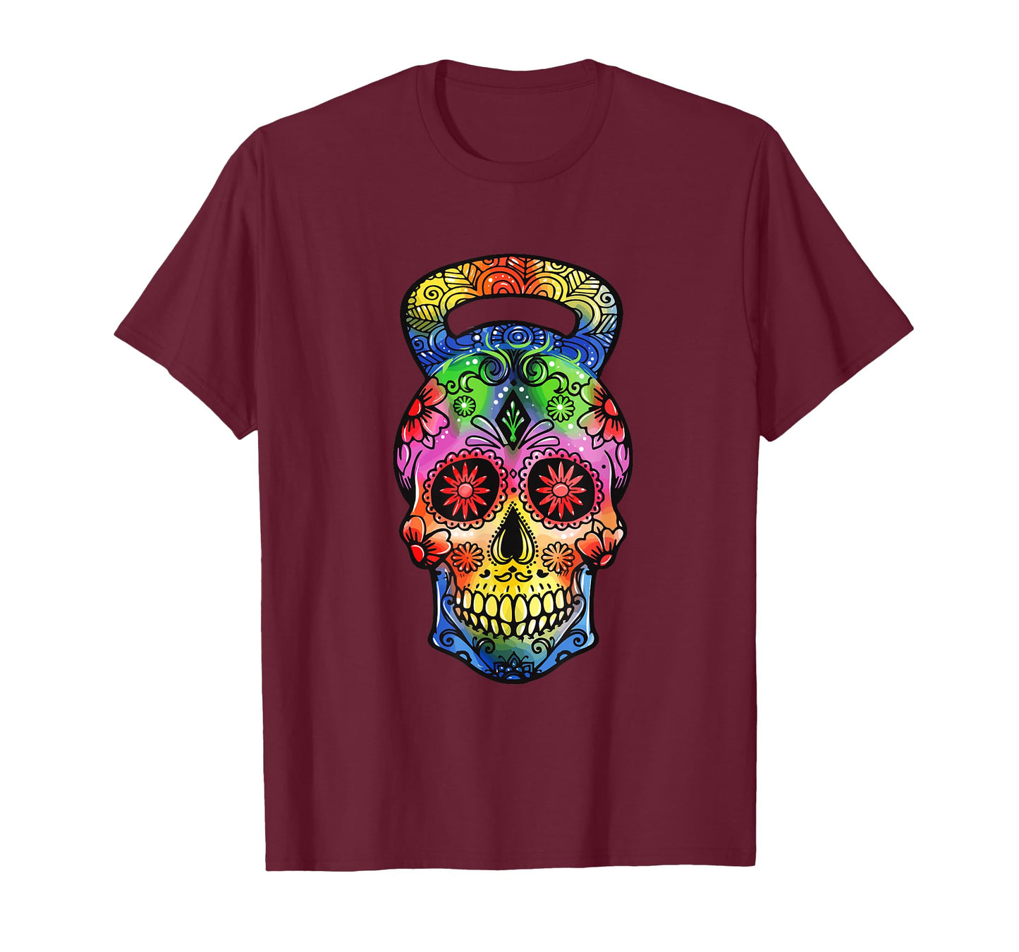 Kettlebell Sugar Skull Weight Lifting Exercise Workout T-Shirt