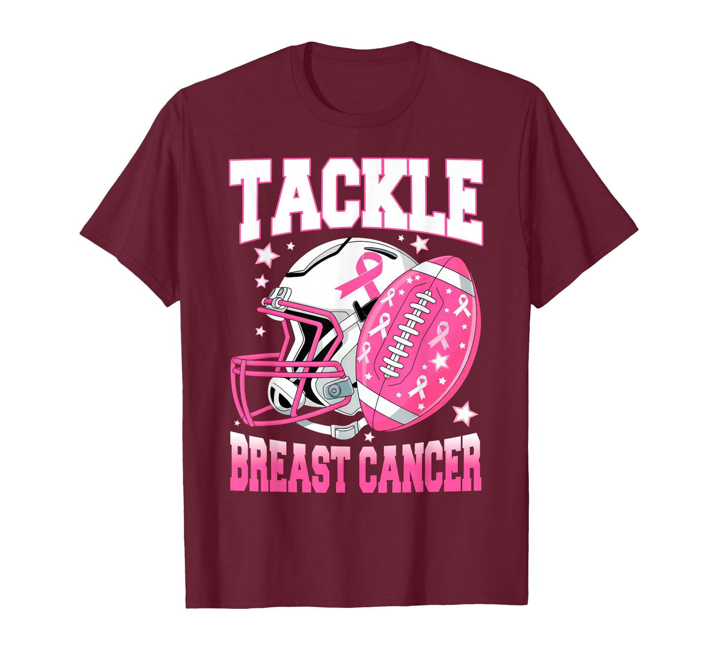 Tackle Breast Cancer Awareness American Football Pink Ribbon T-Shirt