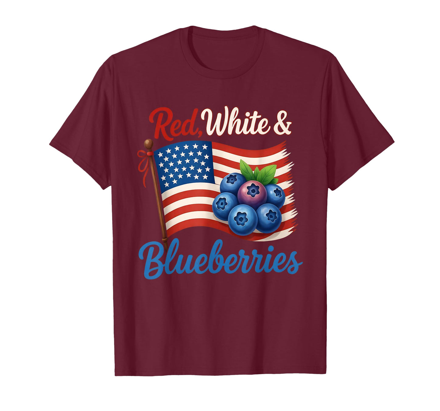Red White Blueberries Funny Patriotic USA Flag Vintage T-Shirt