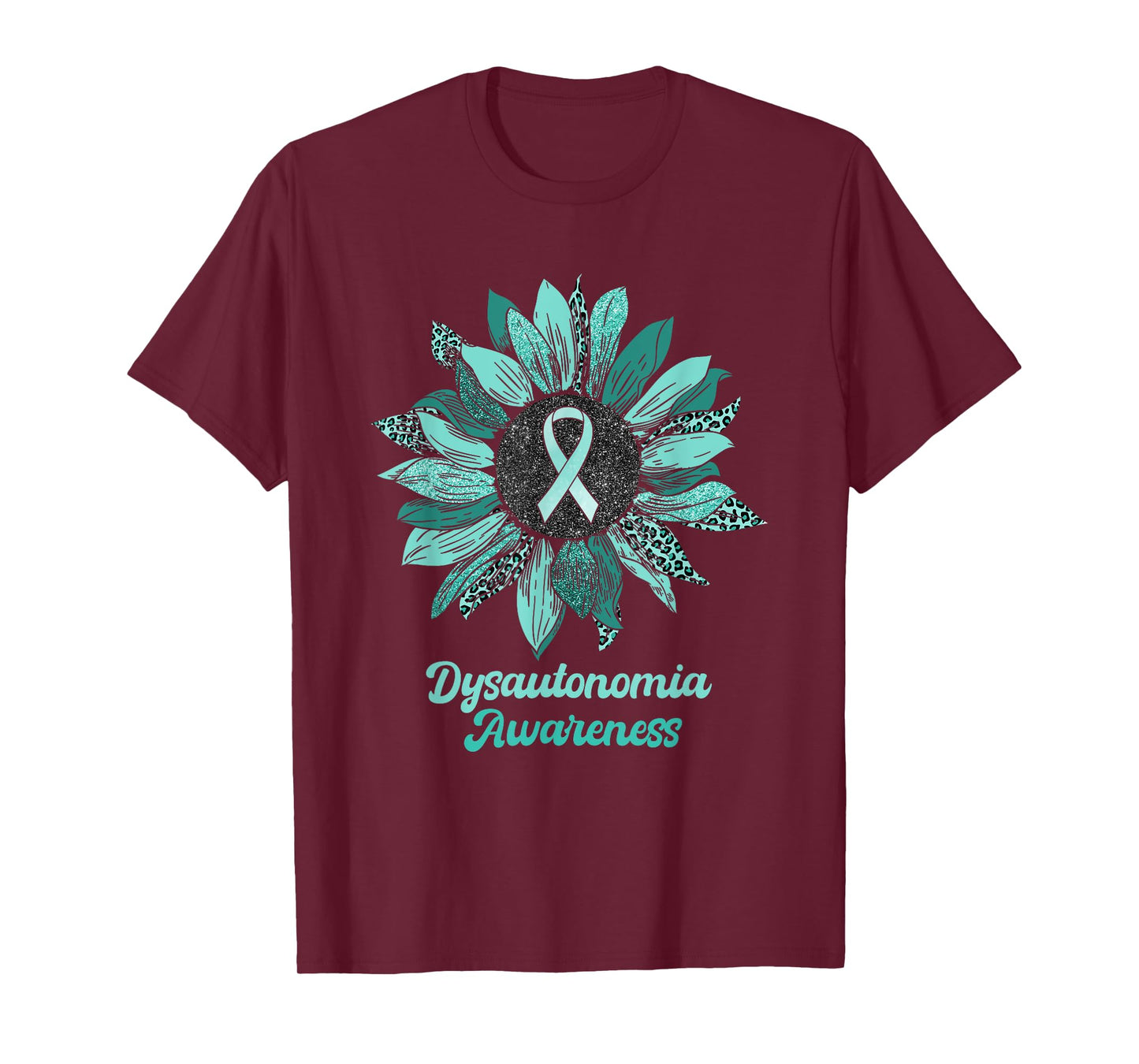 Leopard Sunflower Dysautonomia Awareness Warrior Support T-Shirt