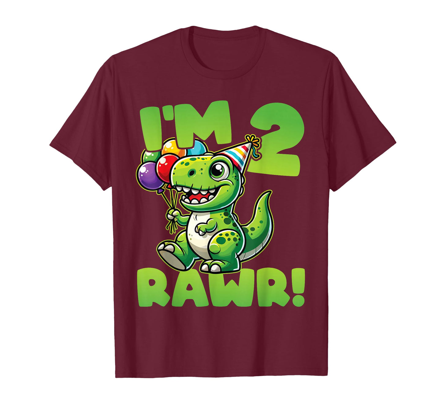 Dinosaur 2nd Birthday I'm Two Rawr Cute T-Rex Party T-Shirt