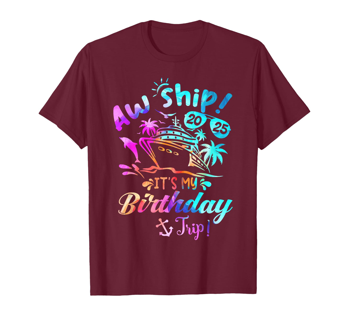 Birthday Cruise Ship Trip Summer Vacation Tees Unisex-Adults Kids Black Small T-Shirt