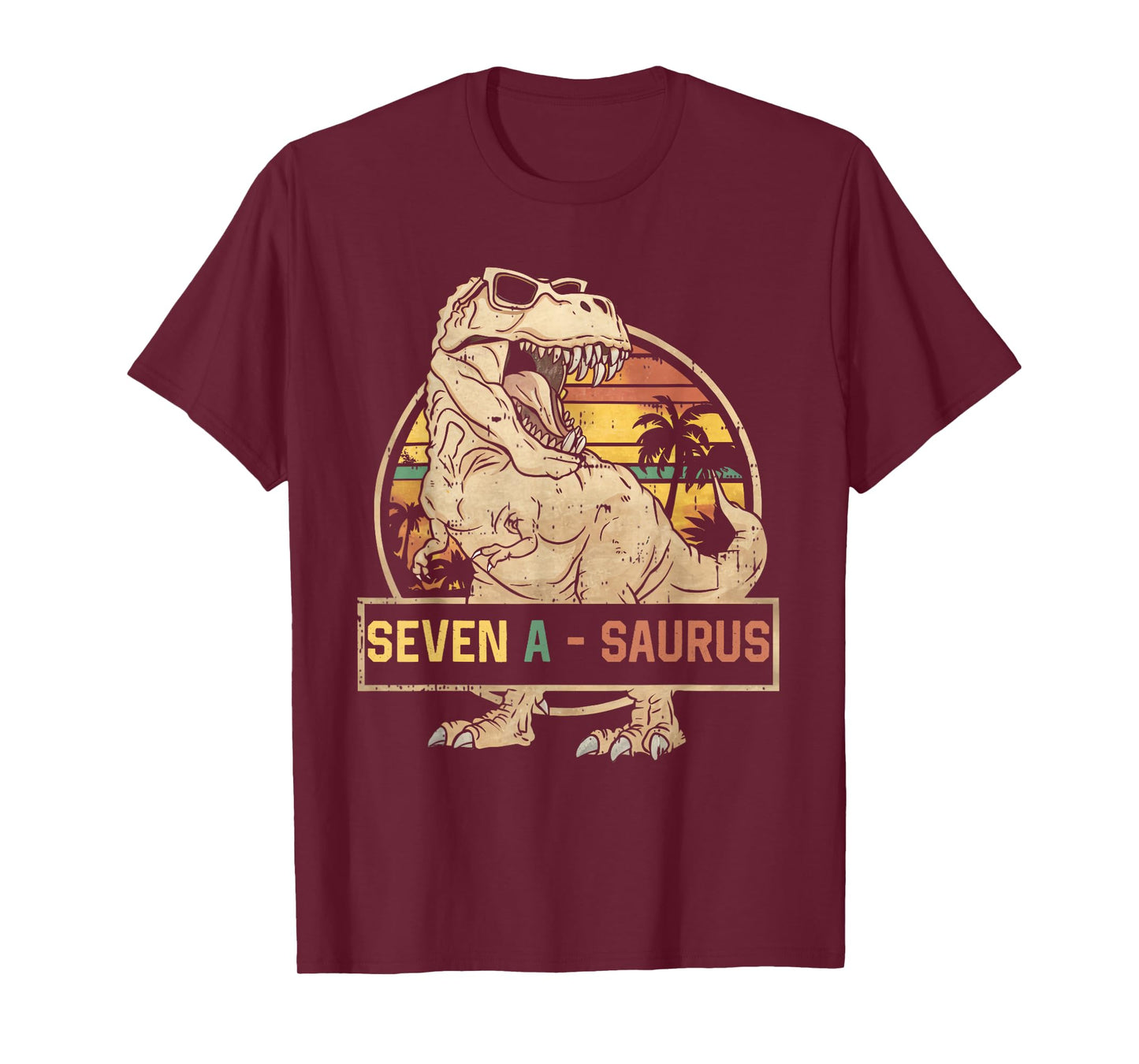 Seven a Saurus Birthday T Rex 7 Year Old Dino 7th Dinosaur T-Shirt