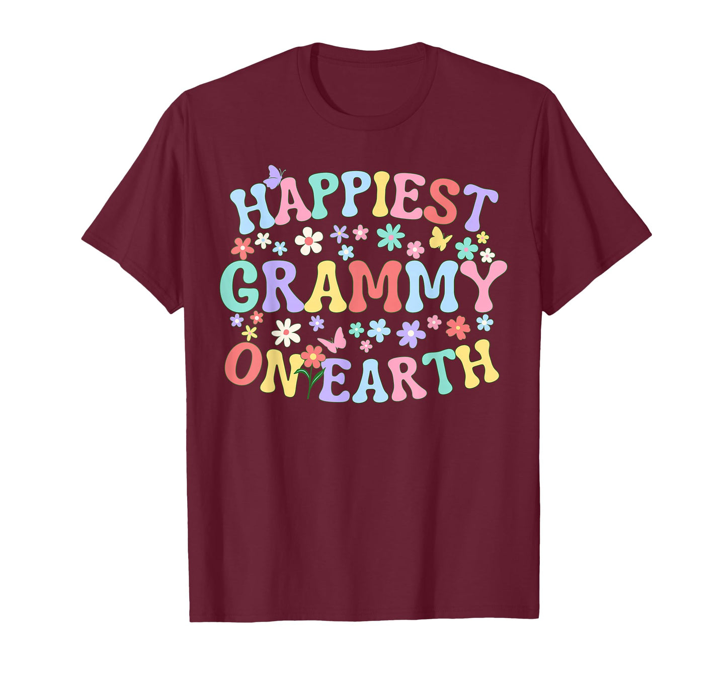 Happiest Grammy On Earth Family Trip Squad Groovy Grandma T-Shirt